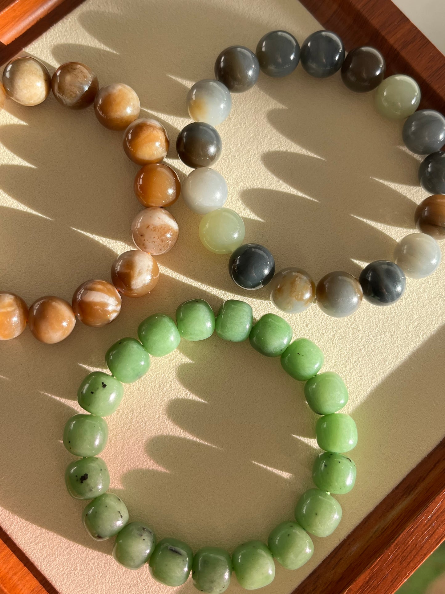 12mm Brown and White Hetian Jade Bracelet | 和田牛轧糖手串