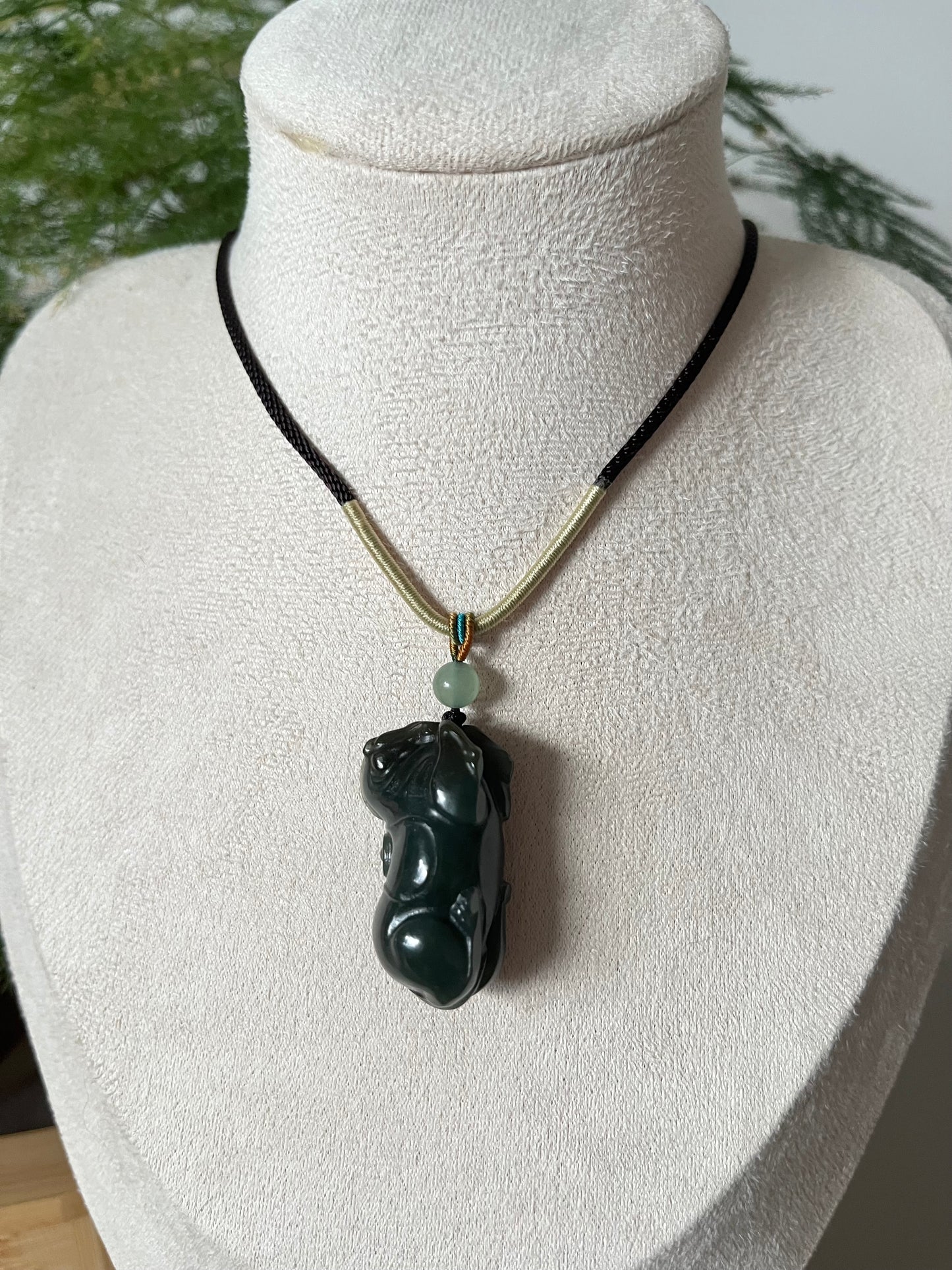 Dark Blue and Brown Hetian Jade Horse Pendant