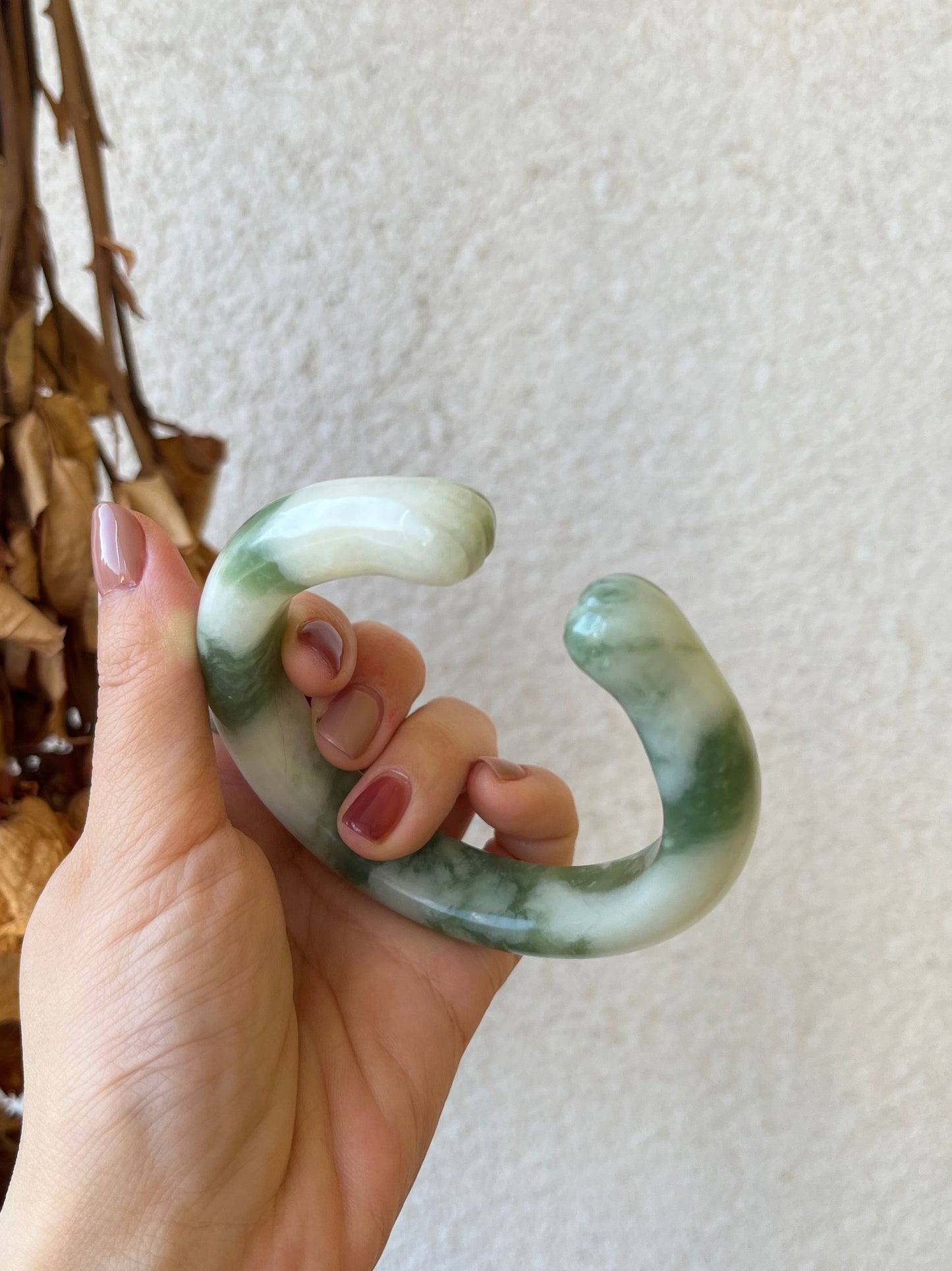 Xiu Jade Cat Paws Bangle 59mm | 岫玉猫爪胖镯