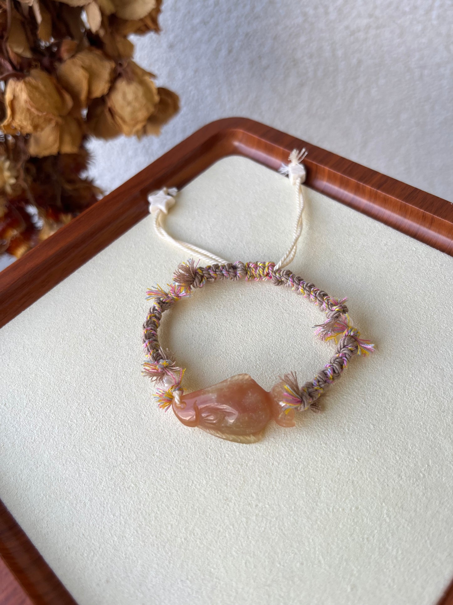 Handmade Bracelets with Hand Carved Xiu Jade Pendants