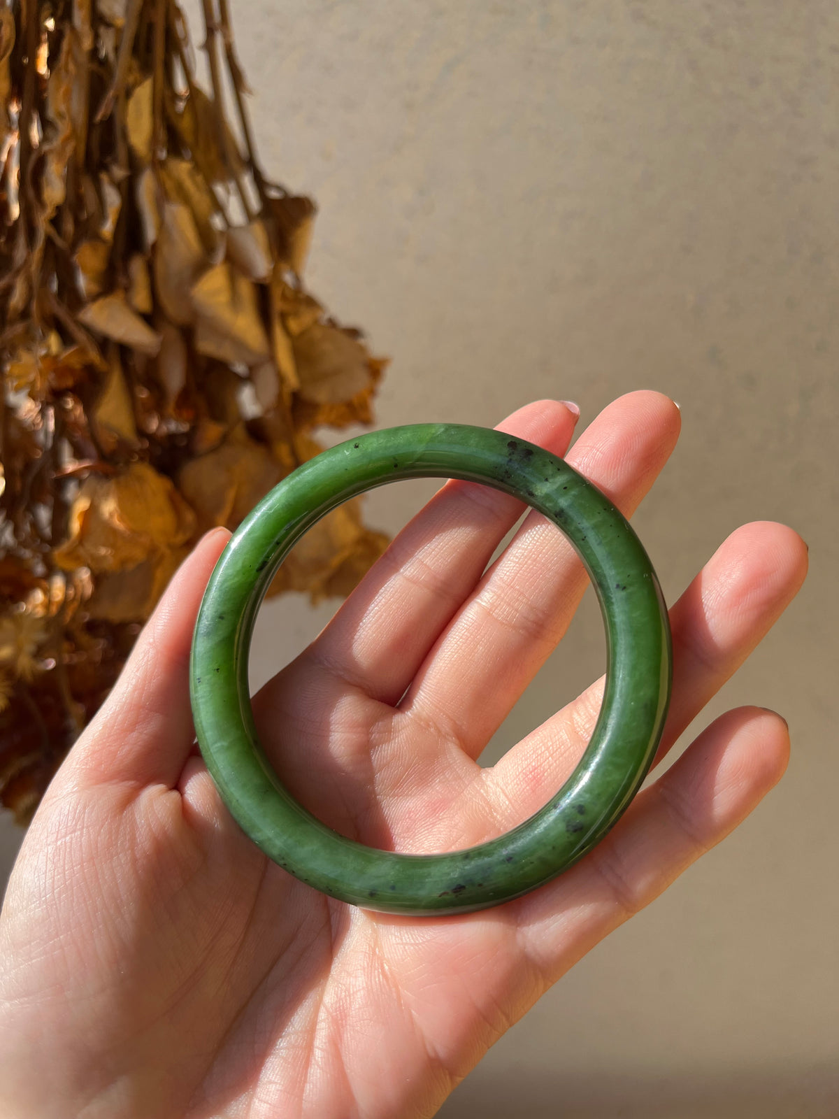 Green Hetian Jade Bangle 57mm