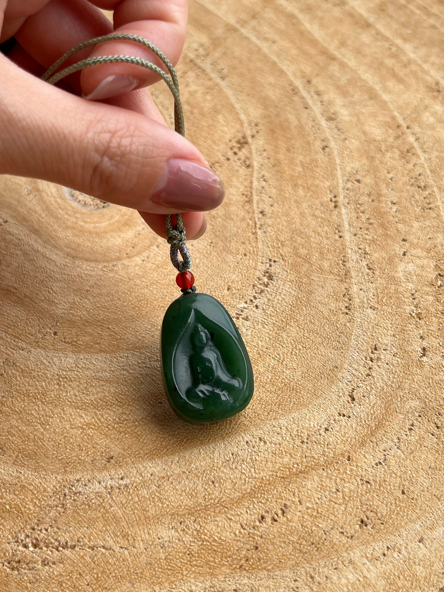 Green Hetian Jade Enlightenment Pendant | 和田碧玉悟道