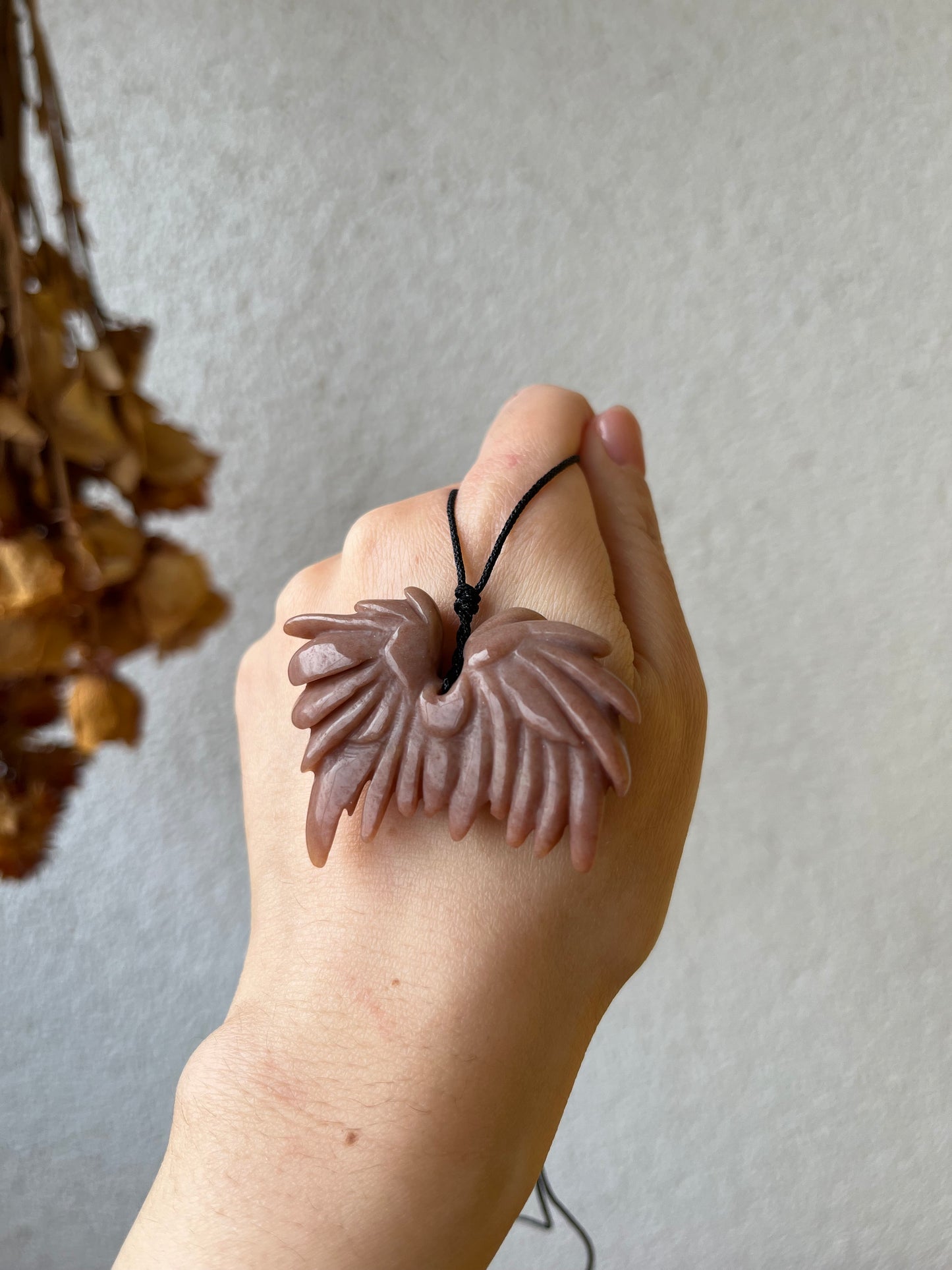 Hand Carved Red Xiu Jade Wings | 手雕岫玉天使之翼