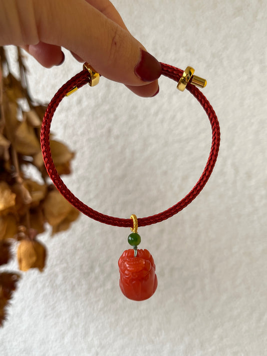 Nanhong Agate Pixiu Bracelet, Multi-functional | 南红貔貅手绳