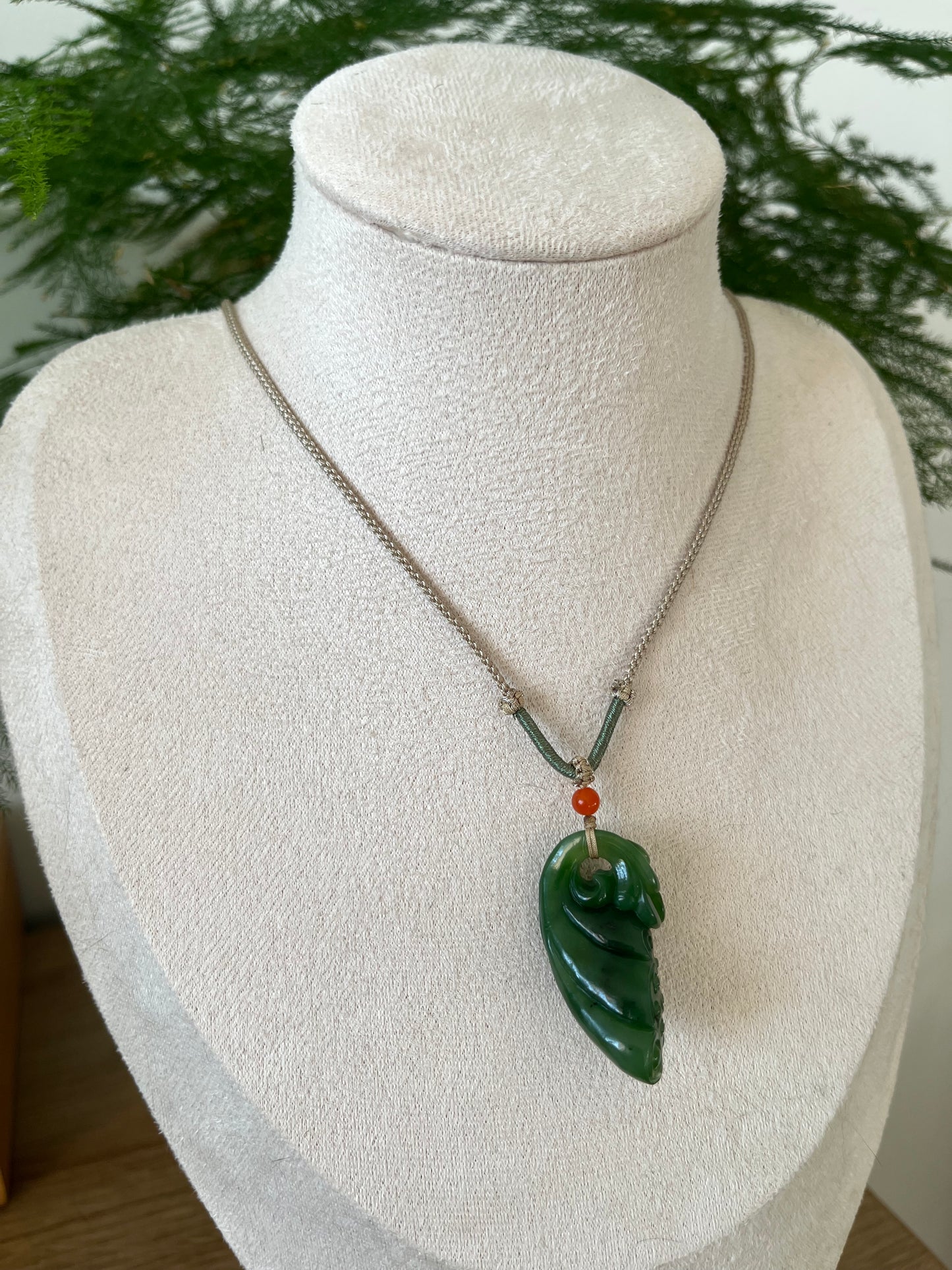 Hand Carved Green Hetian Jade Lotus Pod Pendant,  手雕碧玉如意莲蓬