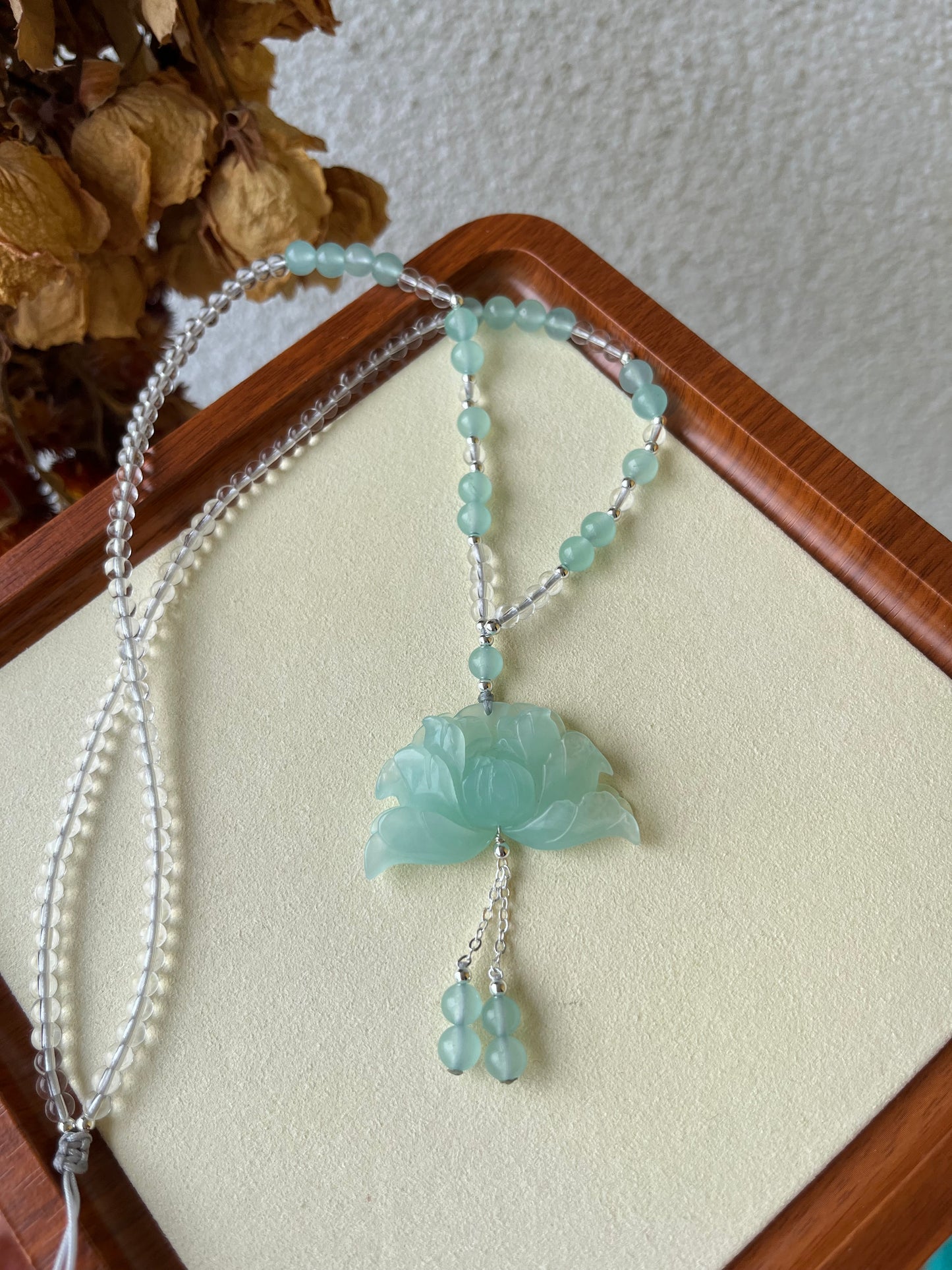 Hand Carved Blue Xiu Jade Peony Flower | 手雕岫玉天青冻牡丹