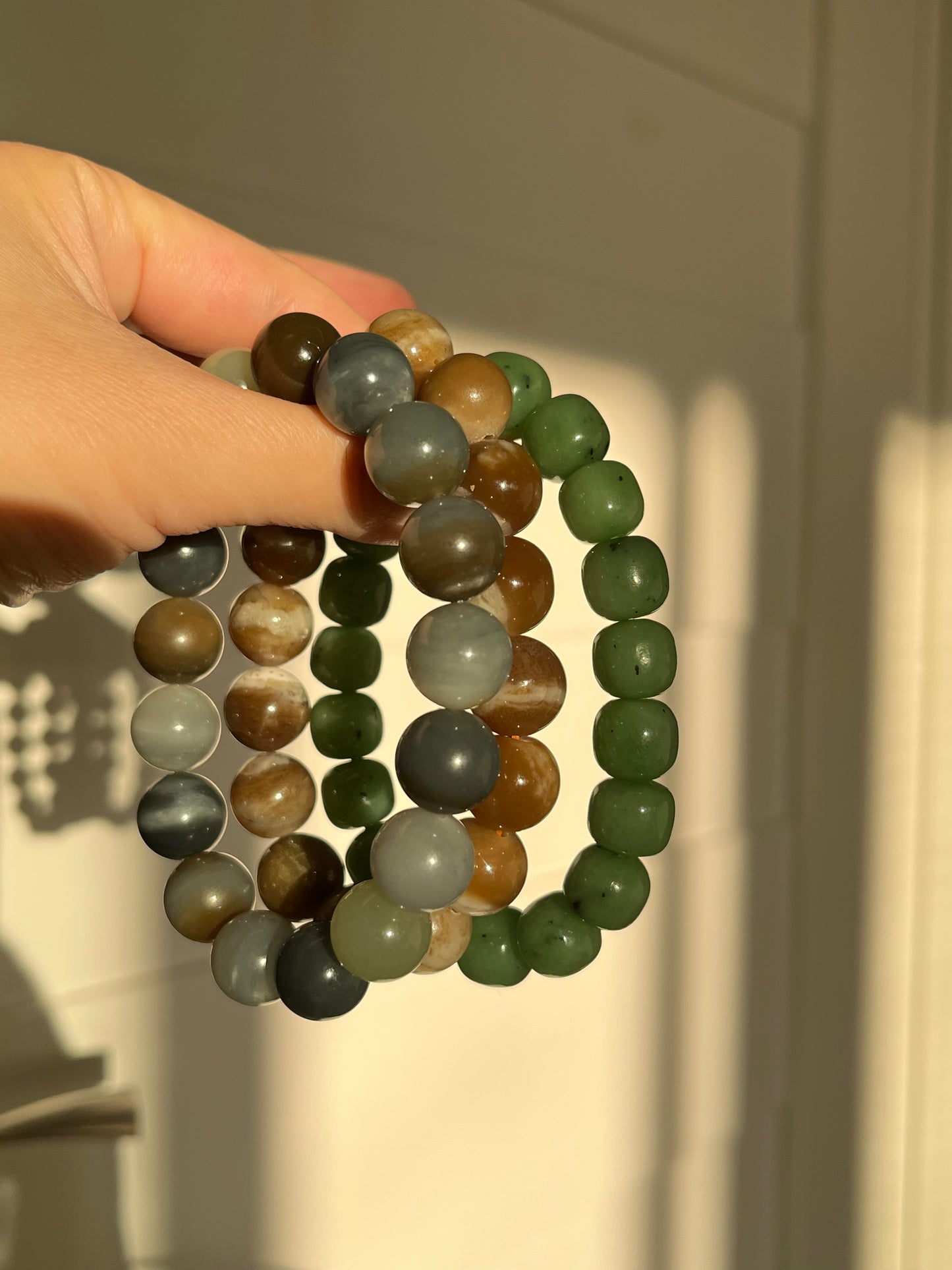 12mm Brown and White Hetian Jade Bracelet | 和田牛轧糖手串