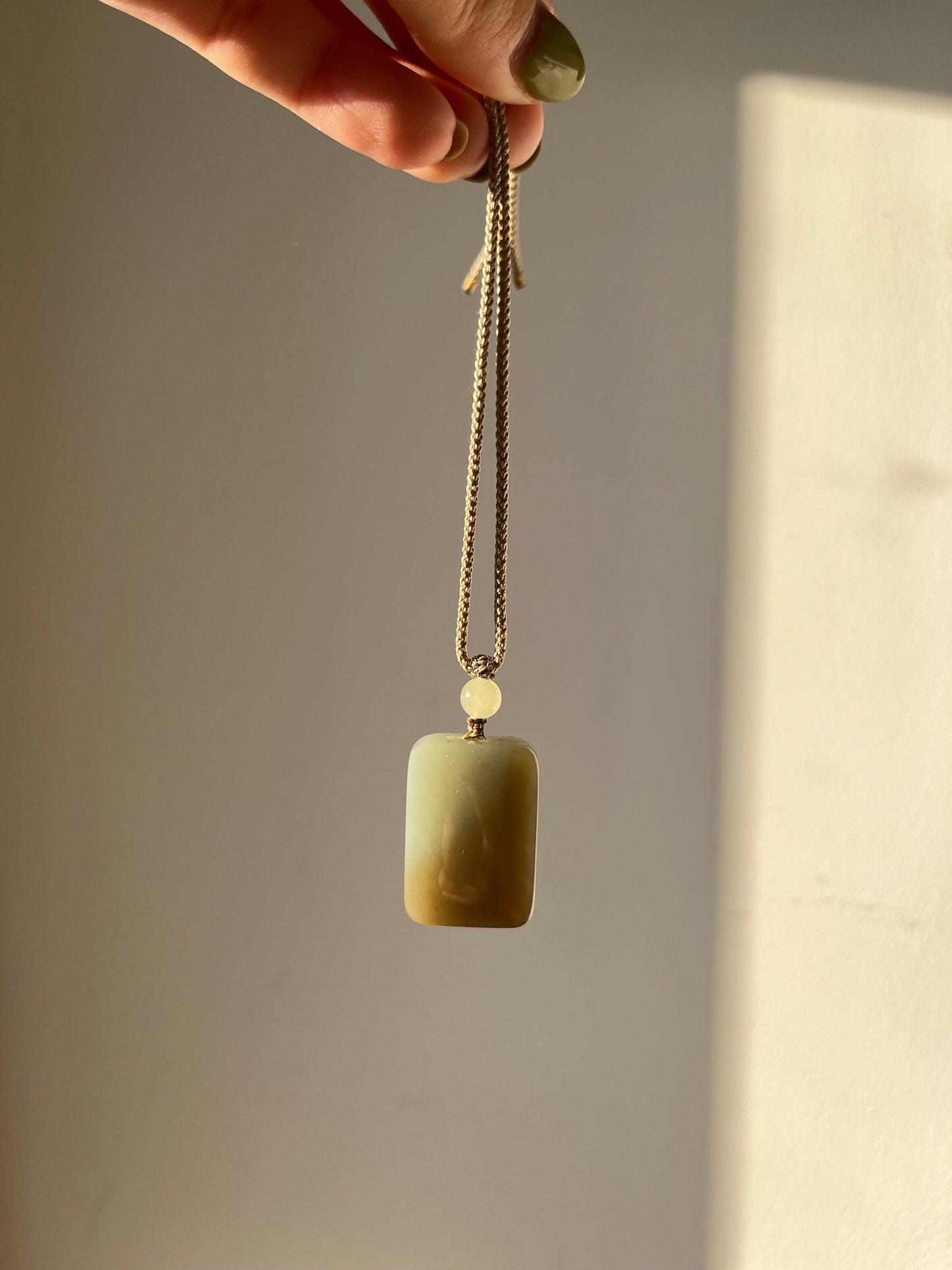 Blue Hetian Jade Flat Pendant, 和田且末蓝小无事牌
