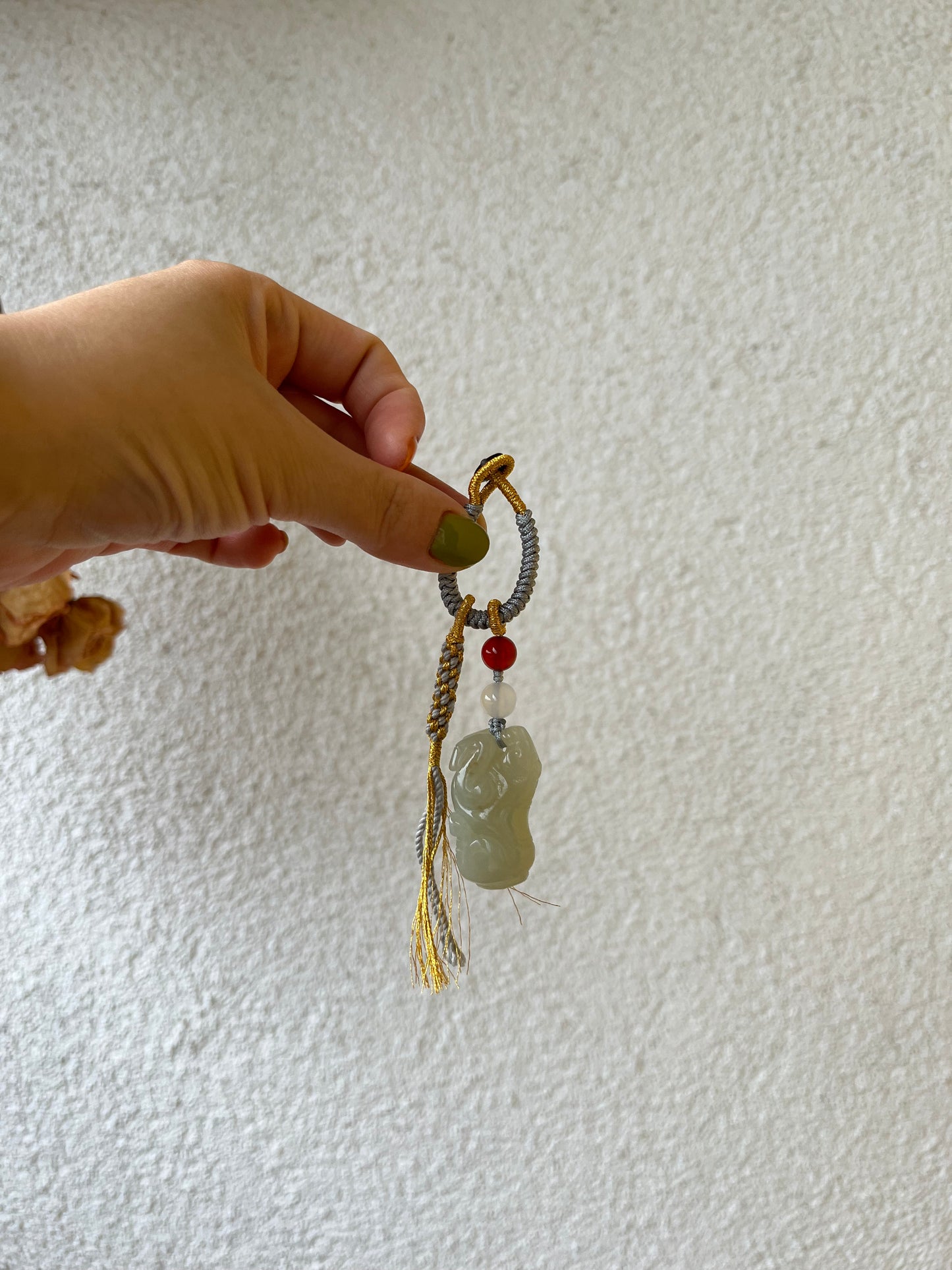 Hand Carved Hetian Jade Horse Bag Charm, 手雕和田唐马