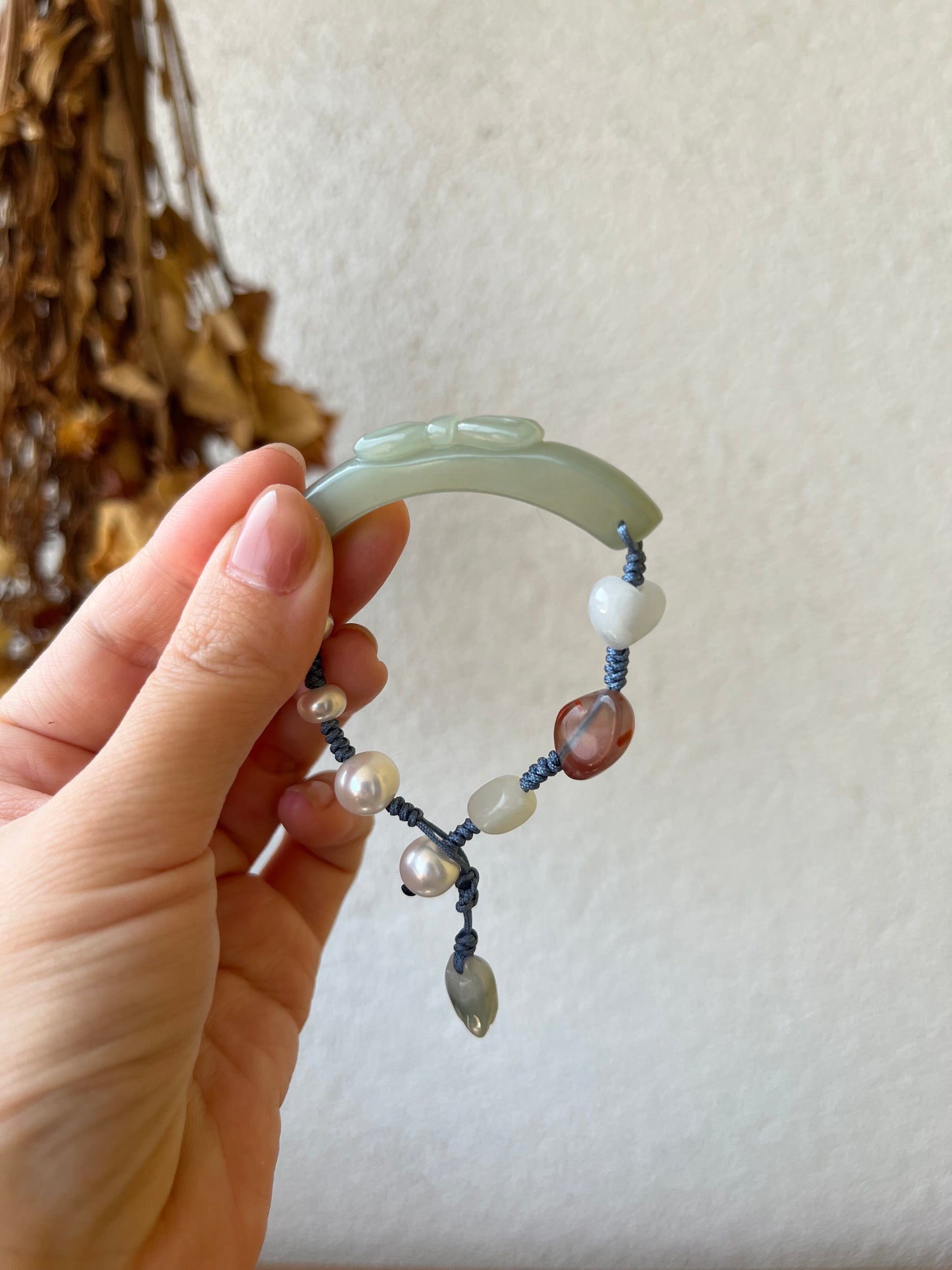 Blue Hetian Jade Bow Bracelet | 设计款和田且末蓝蝴蝶结手绳