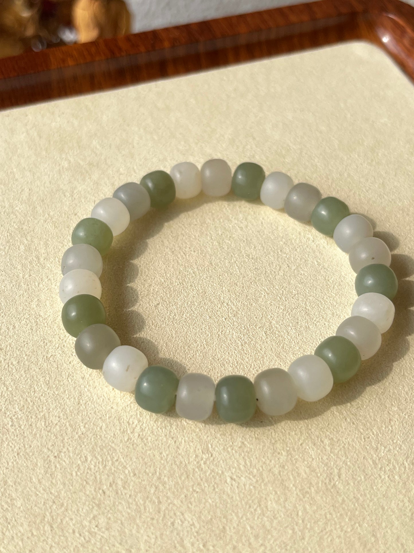 Multi-color Hetian Jade Beaded Bracelet | 小清新和田玉手串