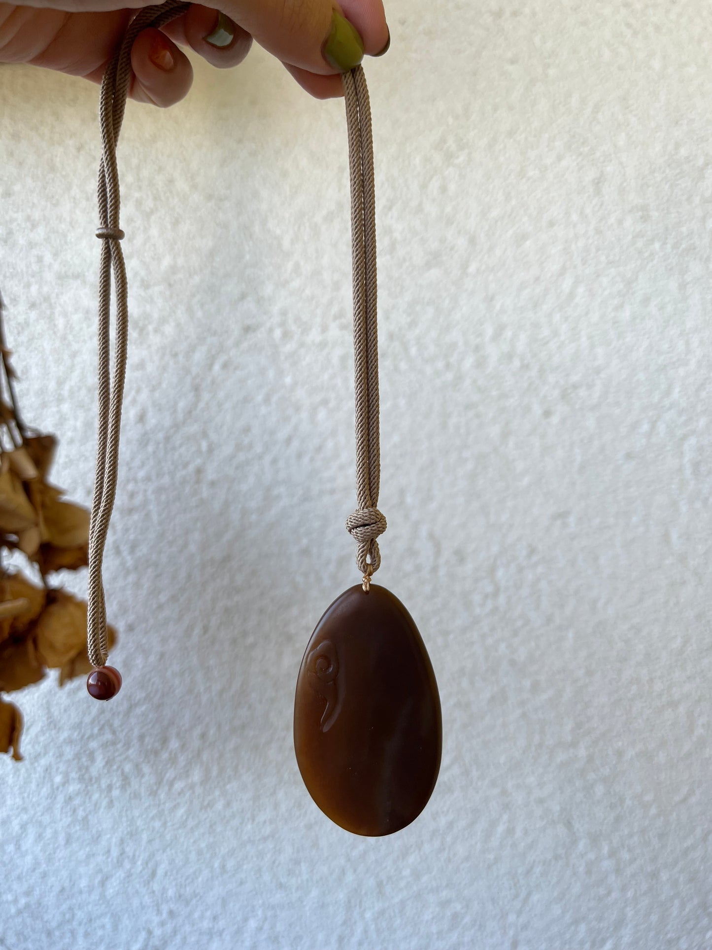 Hand Carved Brown and White Hetian Jade Chi Dragon Pendant | 和田糖白俏色巧雕螭龙