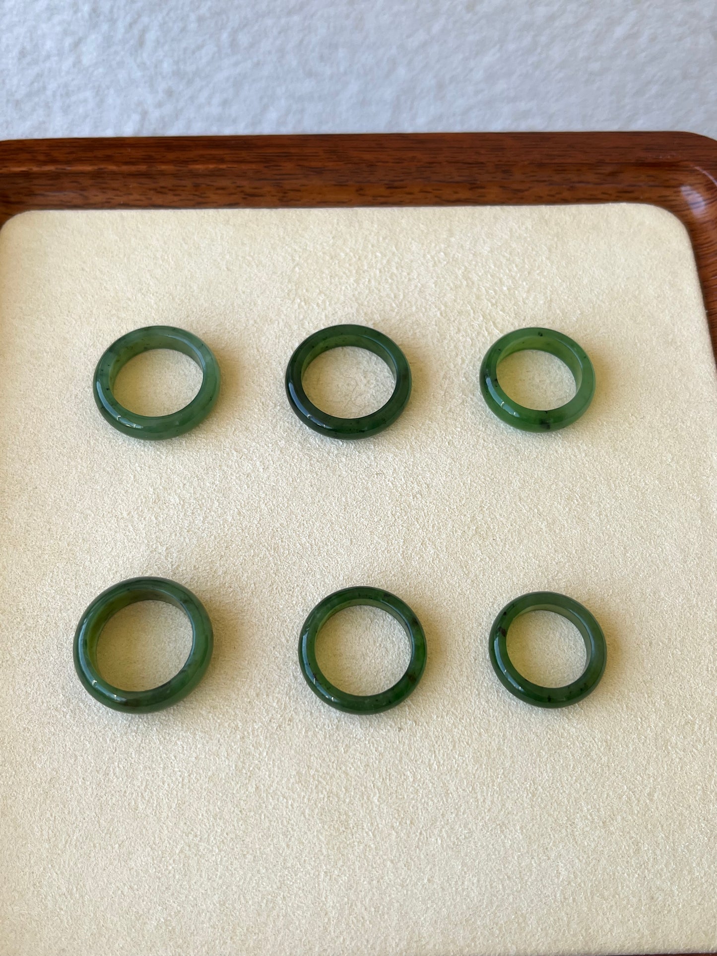Green Hetian Jade Rings | 和田碧玉, 湖水绿戒圈