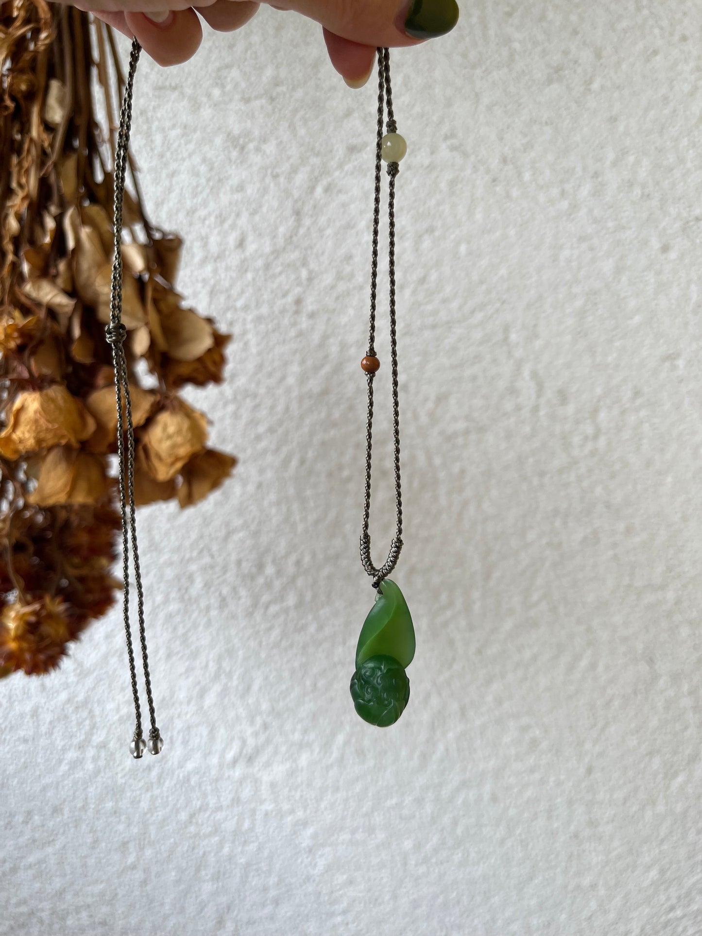 Hand Carved Green Hetian Jade Lotus