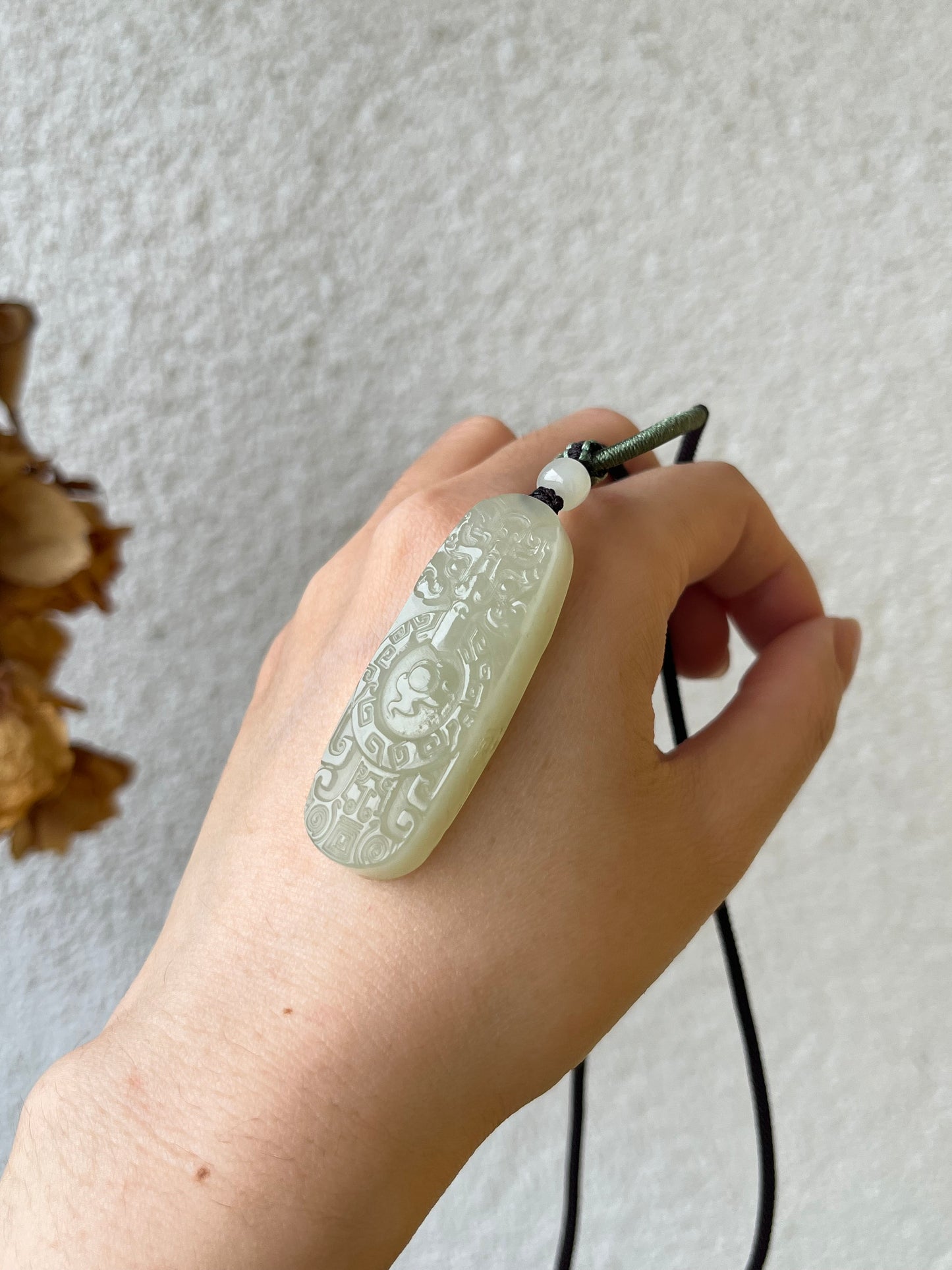 Qingshui Hetian Jade Pendant with Beast Face Pattern