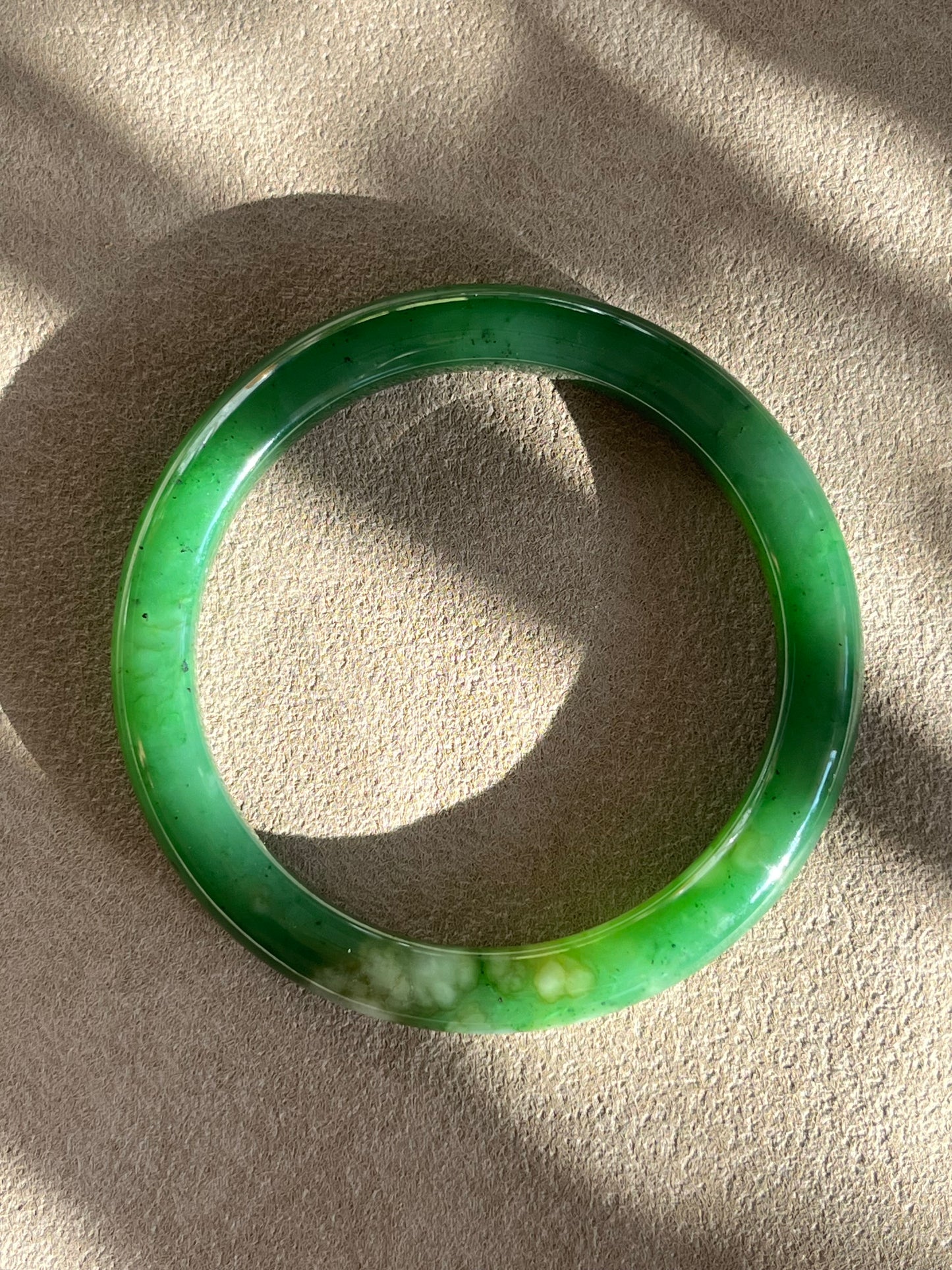 Green Hetian Jade Bangle 60mm | 碧玉手镯