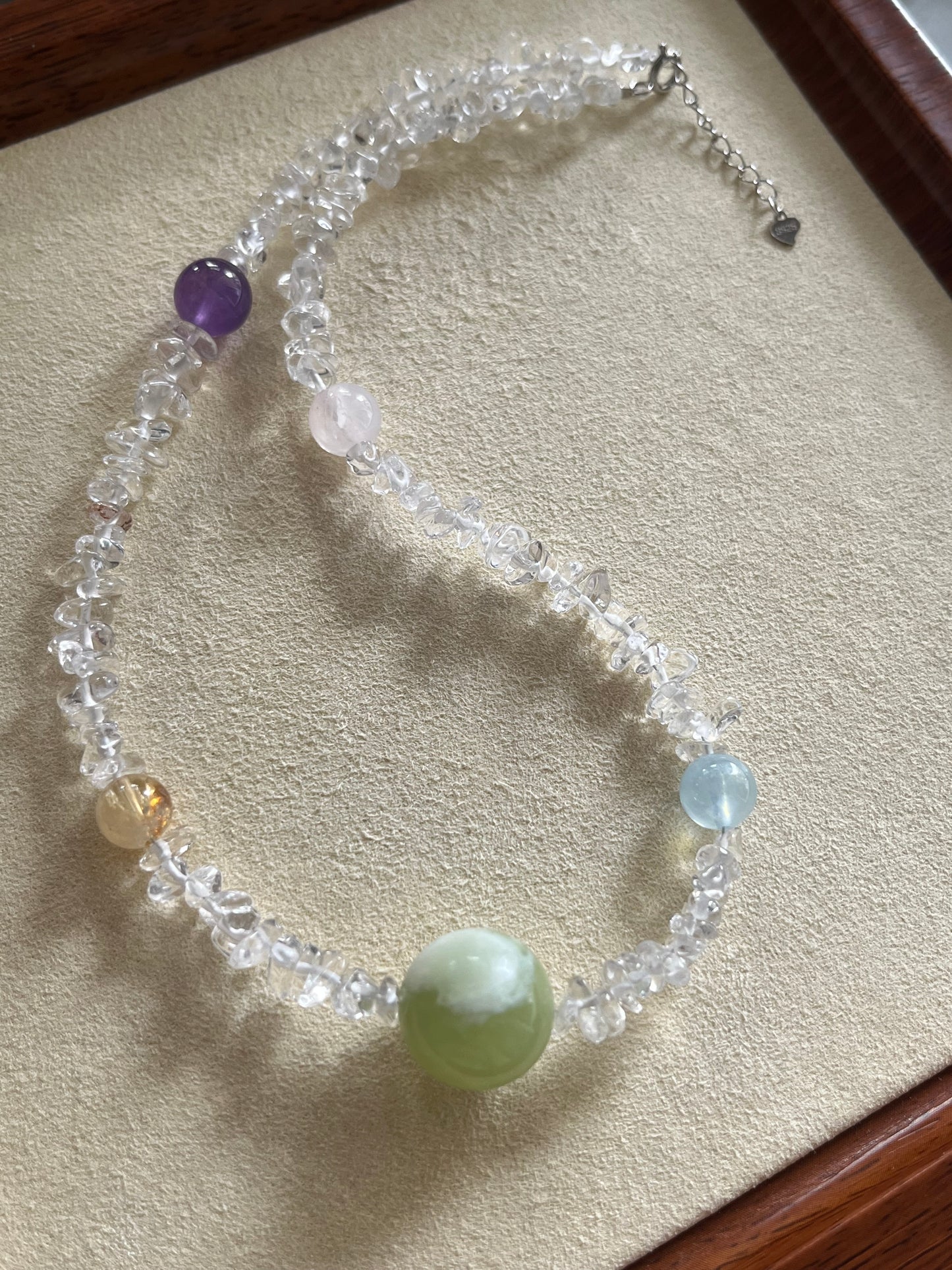 Handmade Choker with 16mm Green Serpentine Jade (Xiu Jade) | 岫玉青提奶盖单珠锁骨链