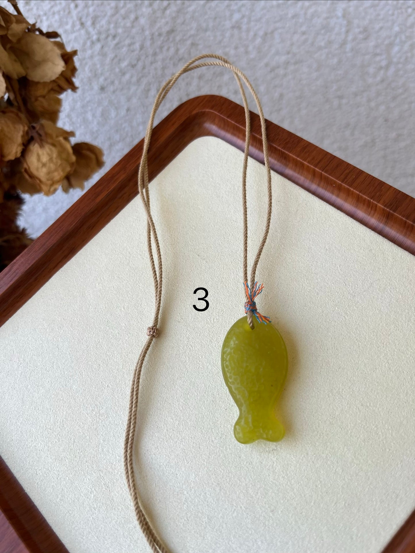 Yellow Xiu Jade Fish Necklace