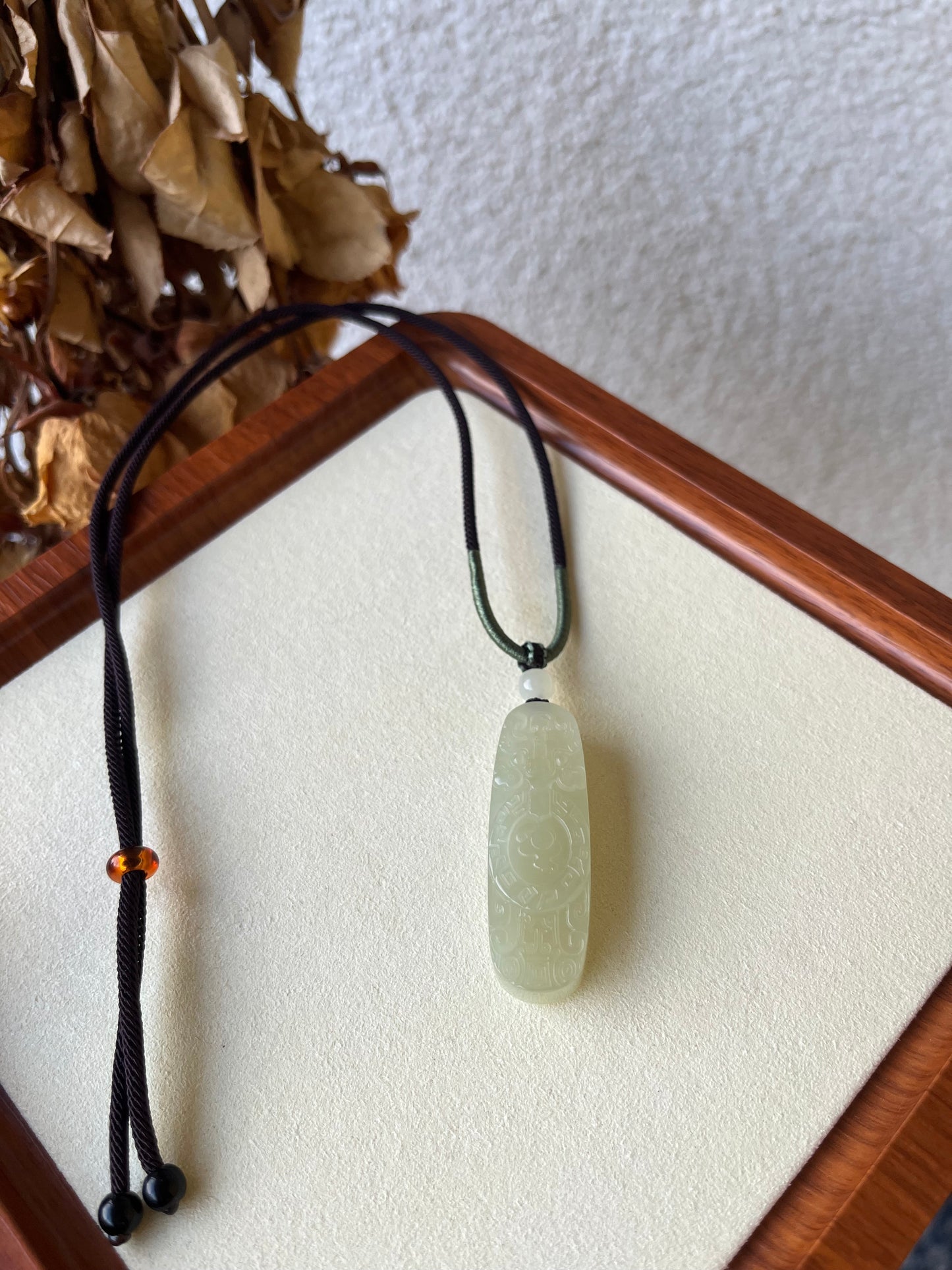 Qingshui Hetian Jade Pendant with Beast Face Pattern