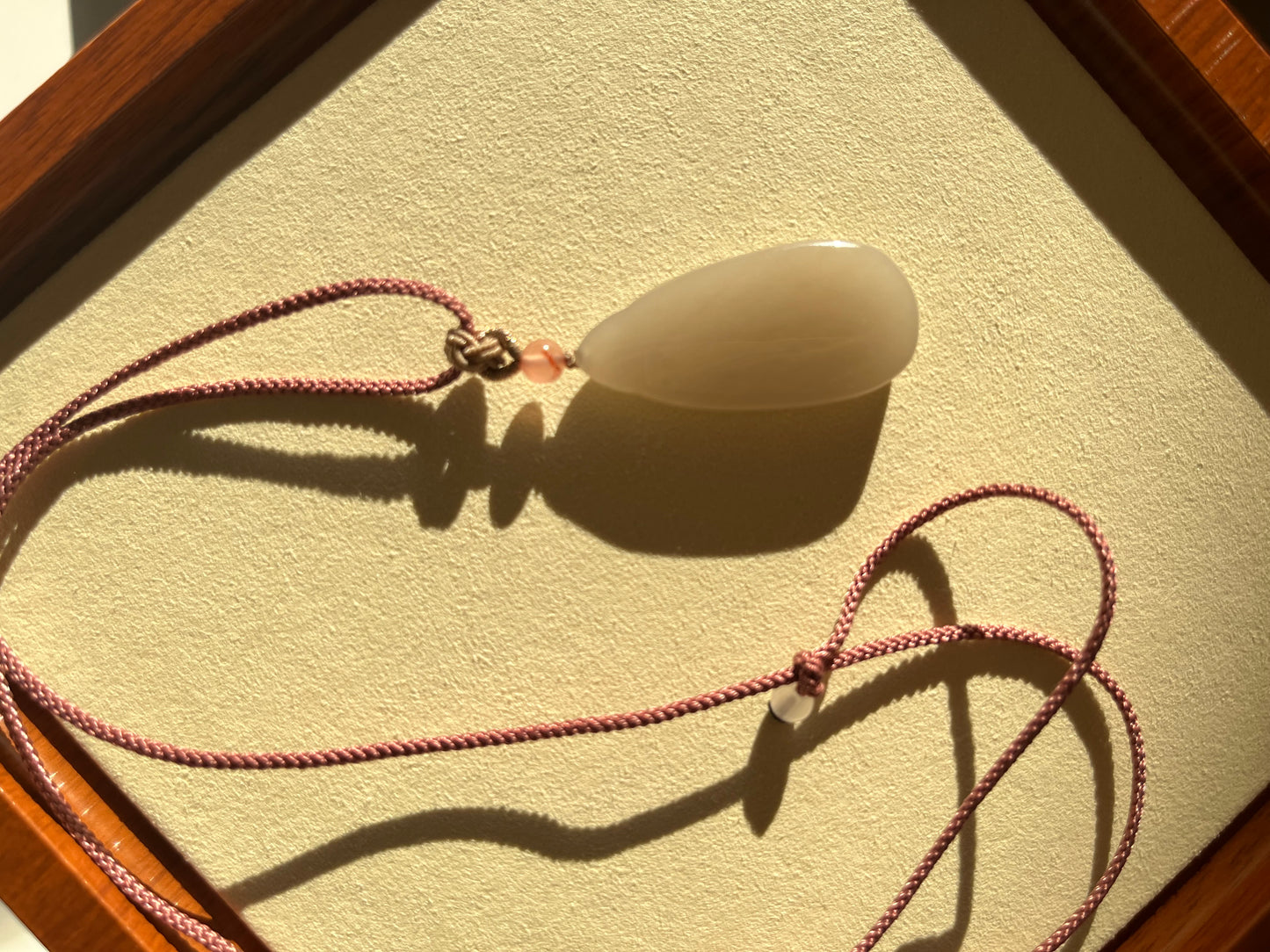 Pink Hetian Jade Flat Pendant | 和田粉无事牌