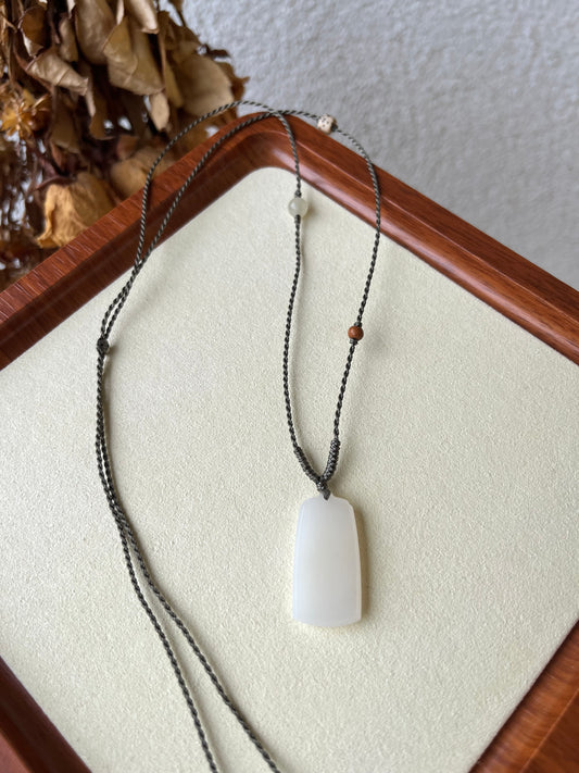 Small Hetian Jade Mutton Fat Flat Pendant