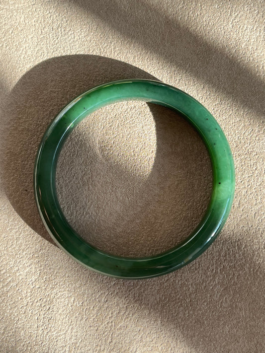 Dark Green Hetian Jade Bangle 58mm | 碧玉手镯
