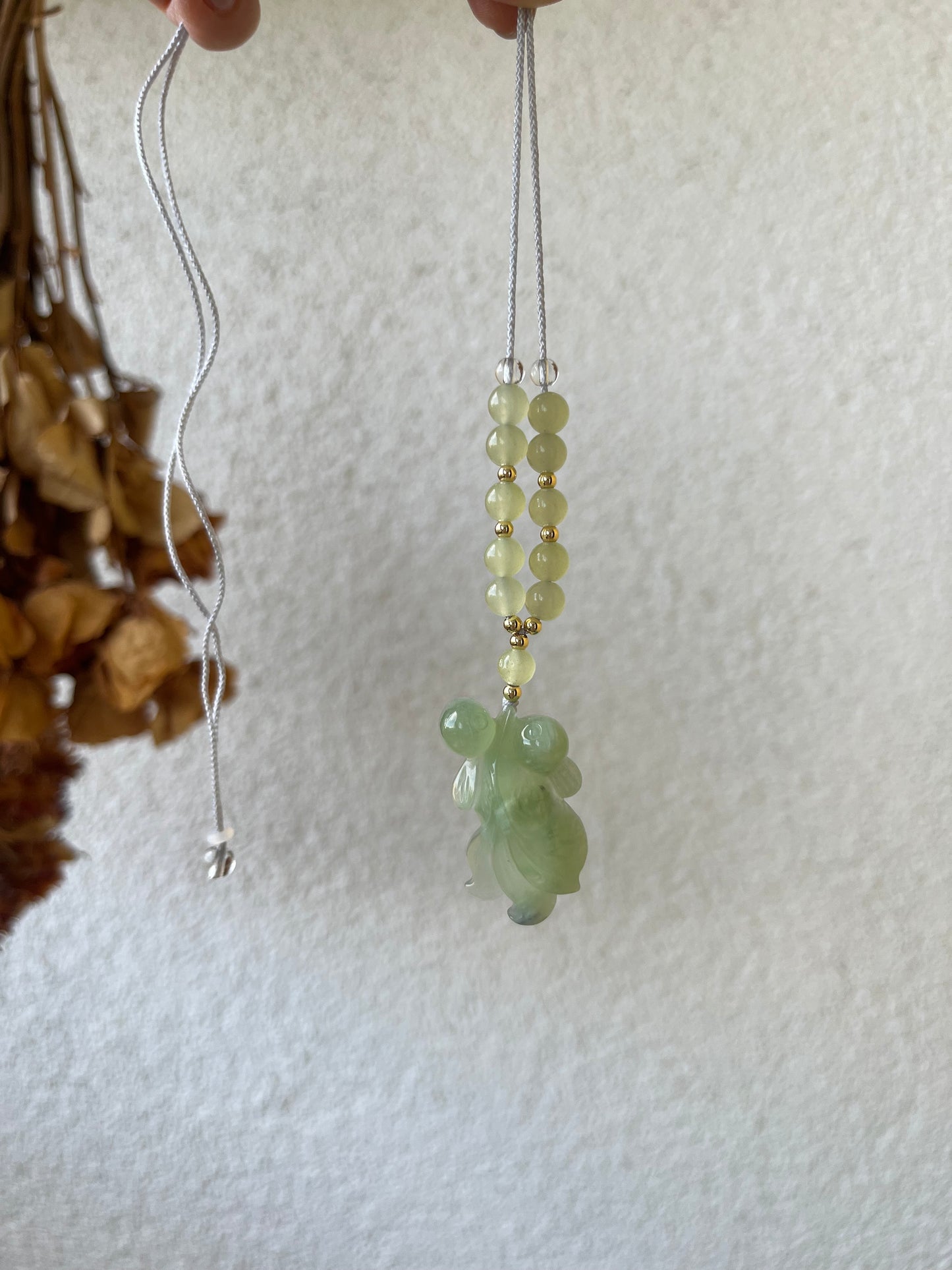 Hand Carved Xiu Jade Koi Fish Necklace
