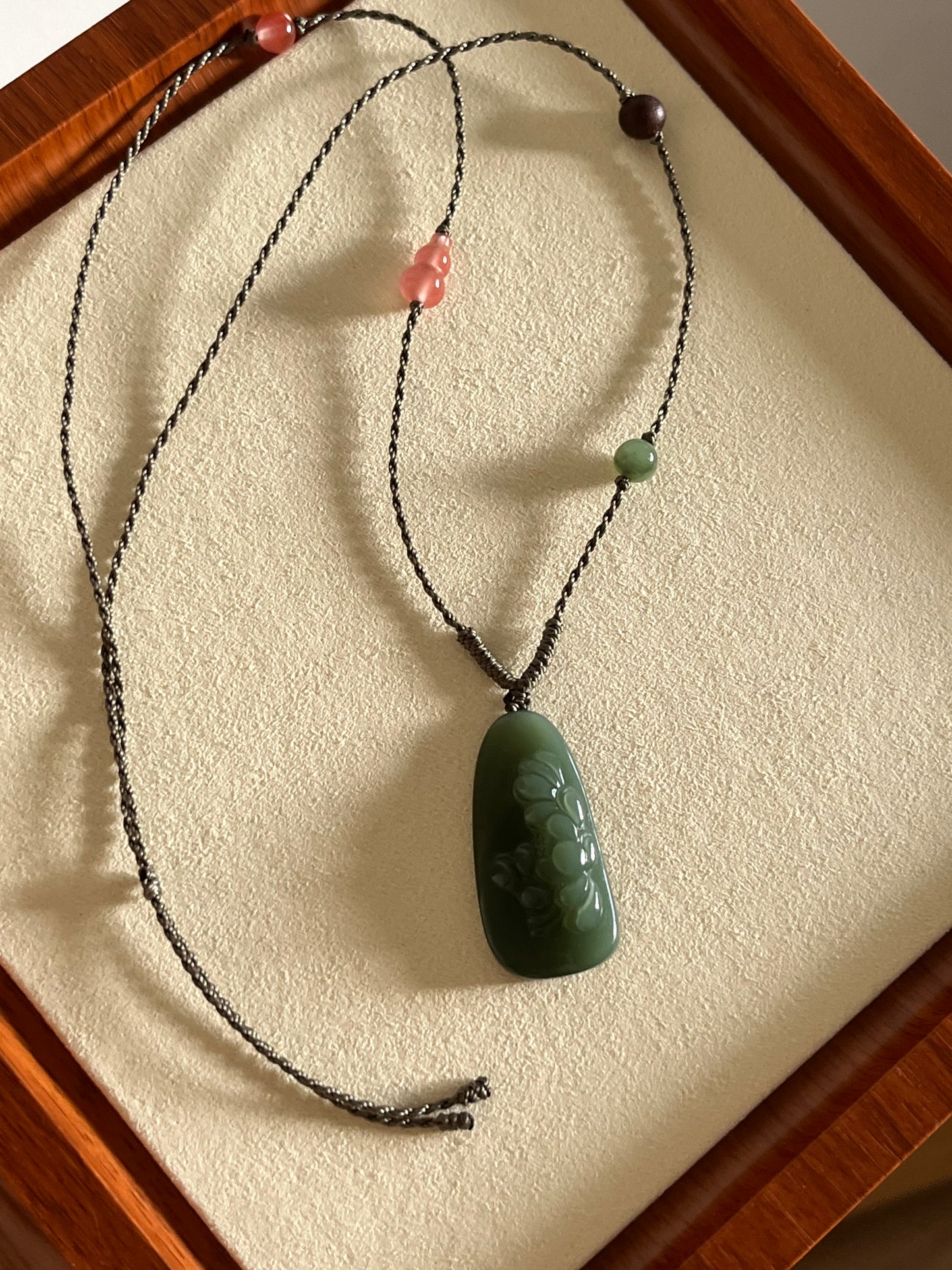 Hand Carved Green Hetian Jade Peony Flower Pendant | 手雕粉青牡丹牌
