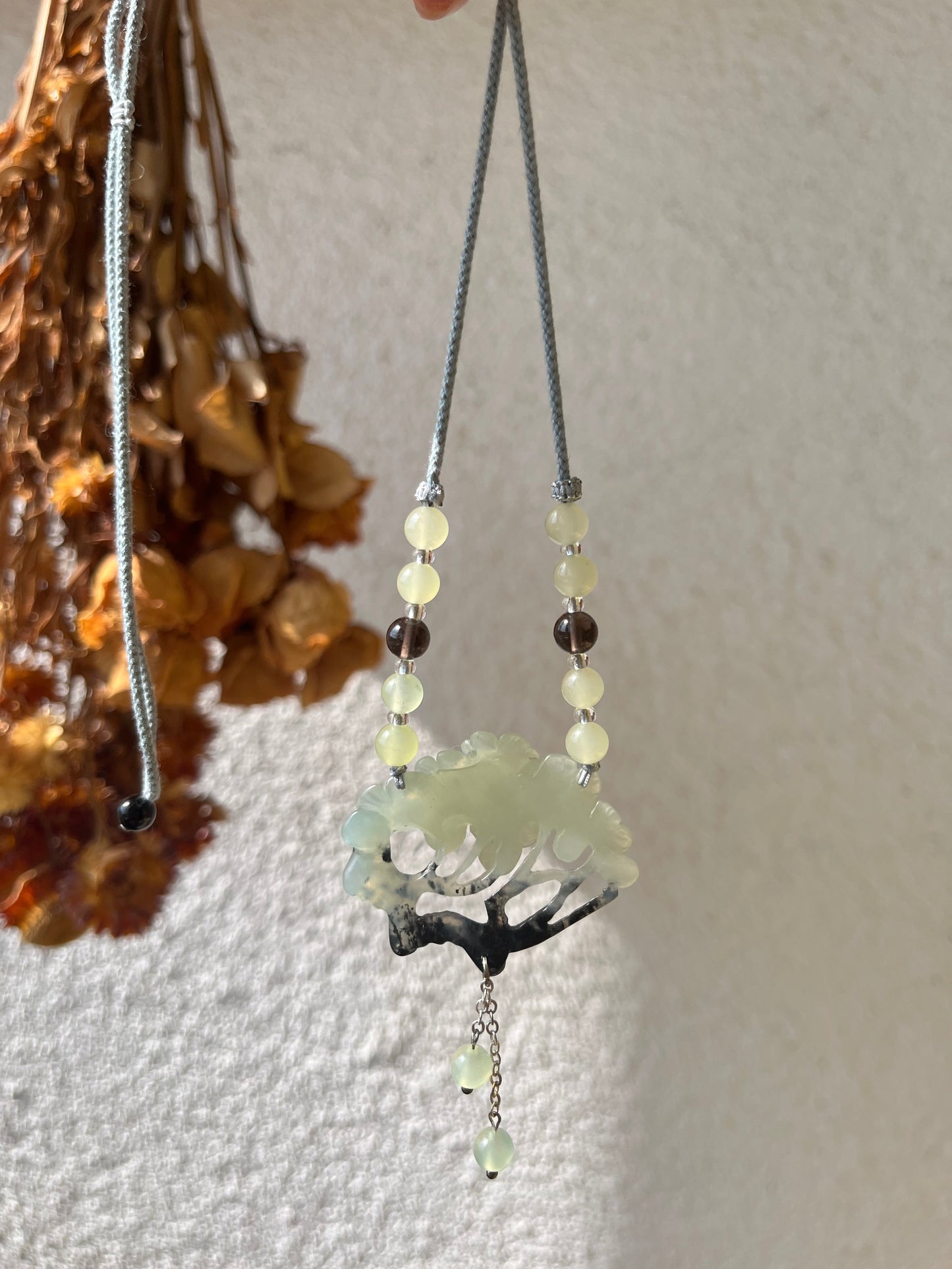 Hand Carved Xiu Jade Plum Blossom