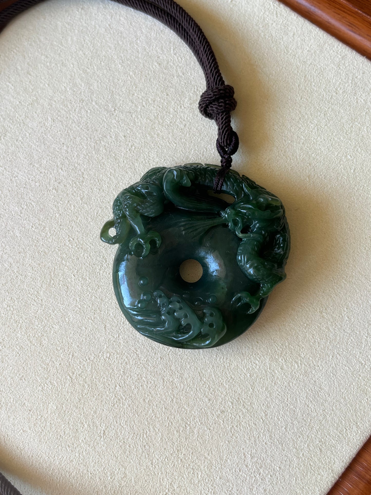 Hand Carved Green Hetian Jade Chinese Dragon | 手雕碧玉龙玉佩