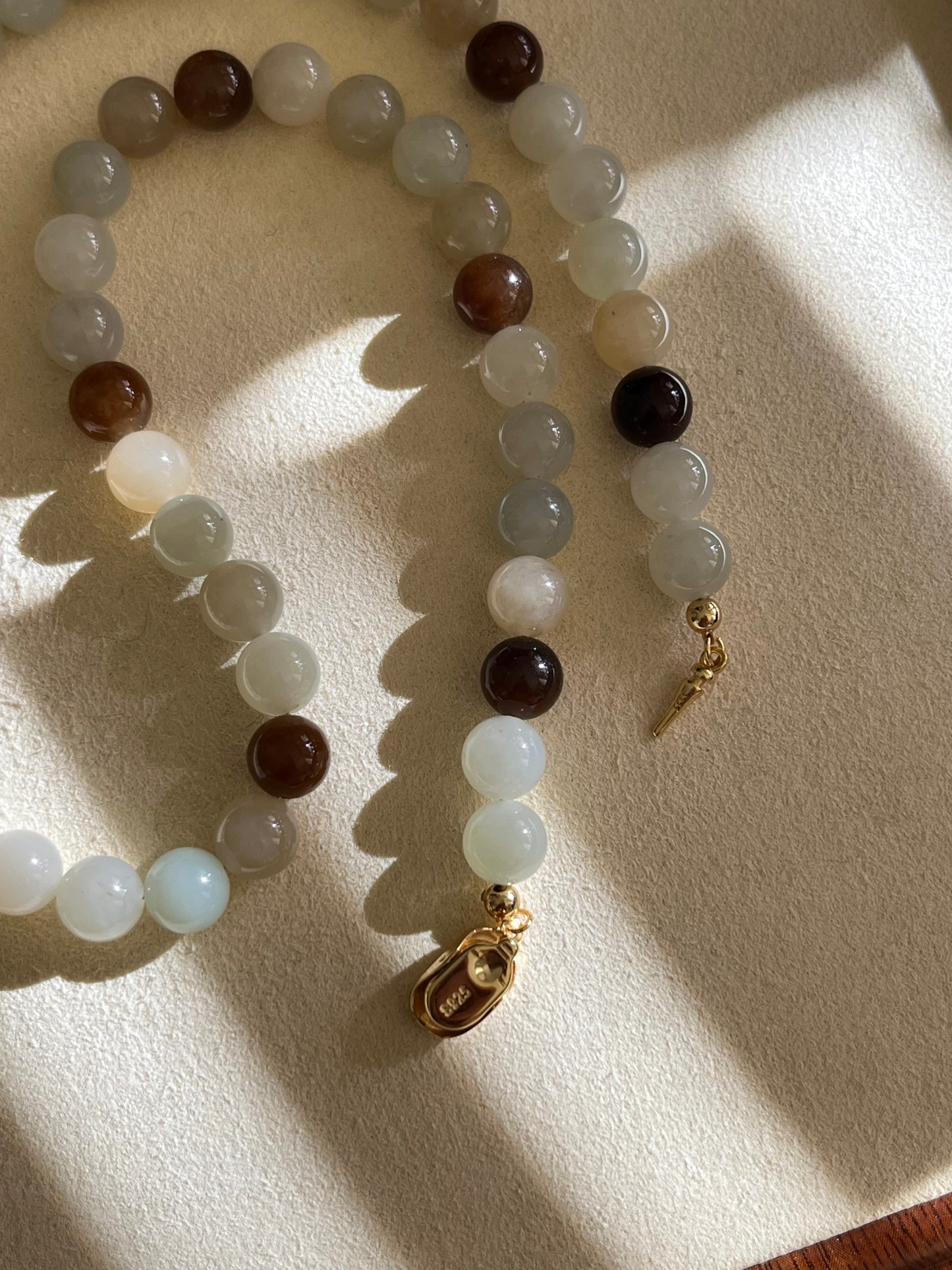 Necklace Crafted from Multi-color 8mm Hetian Jade Beads
