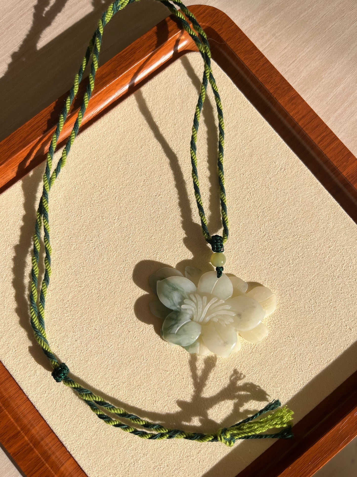 Hand Carved Xiu Jade Magnolia, Daisy