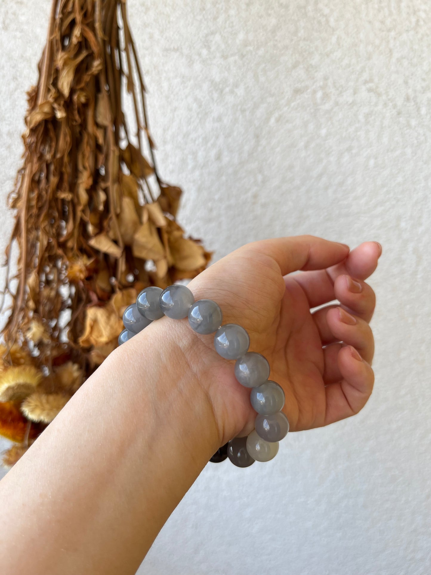 Hetian Jade Smoky Purple Gradient Beaded (12mm) Bracelet