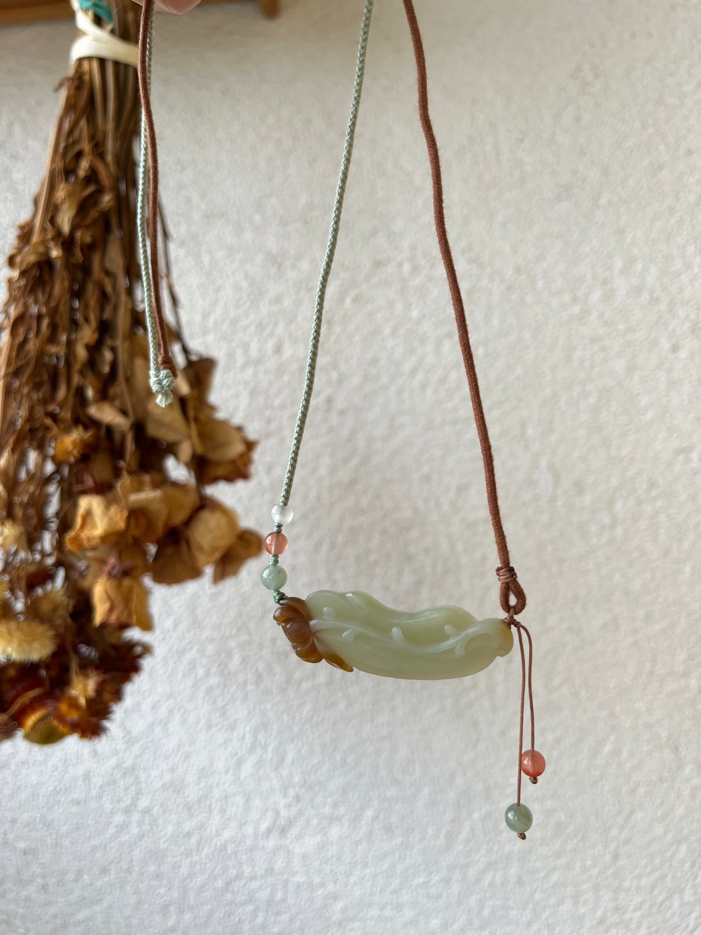Hand Carved Blue and Brown Hetian Jade Lotus Pendant | 和田蓝糖俏色荷花