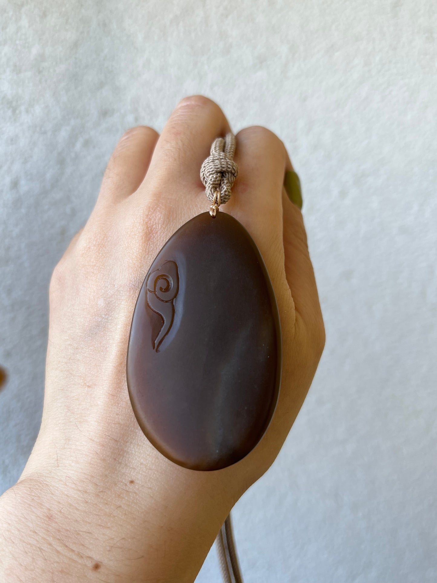 Hand Carved Brown and White Hetian Jade Chi Dragon Pendant | 和田糖白俏色巧雕螭龙