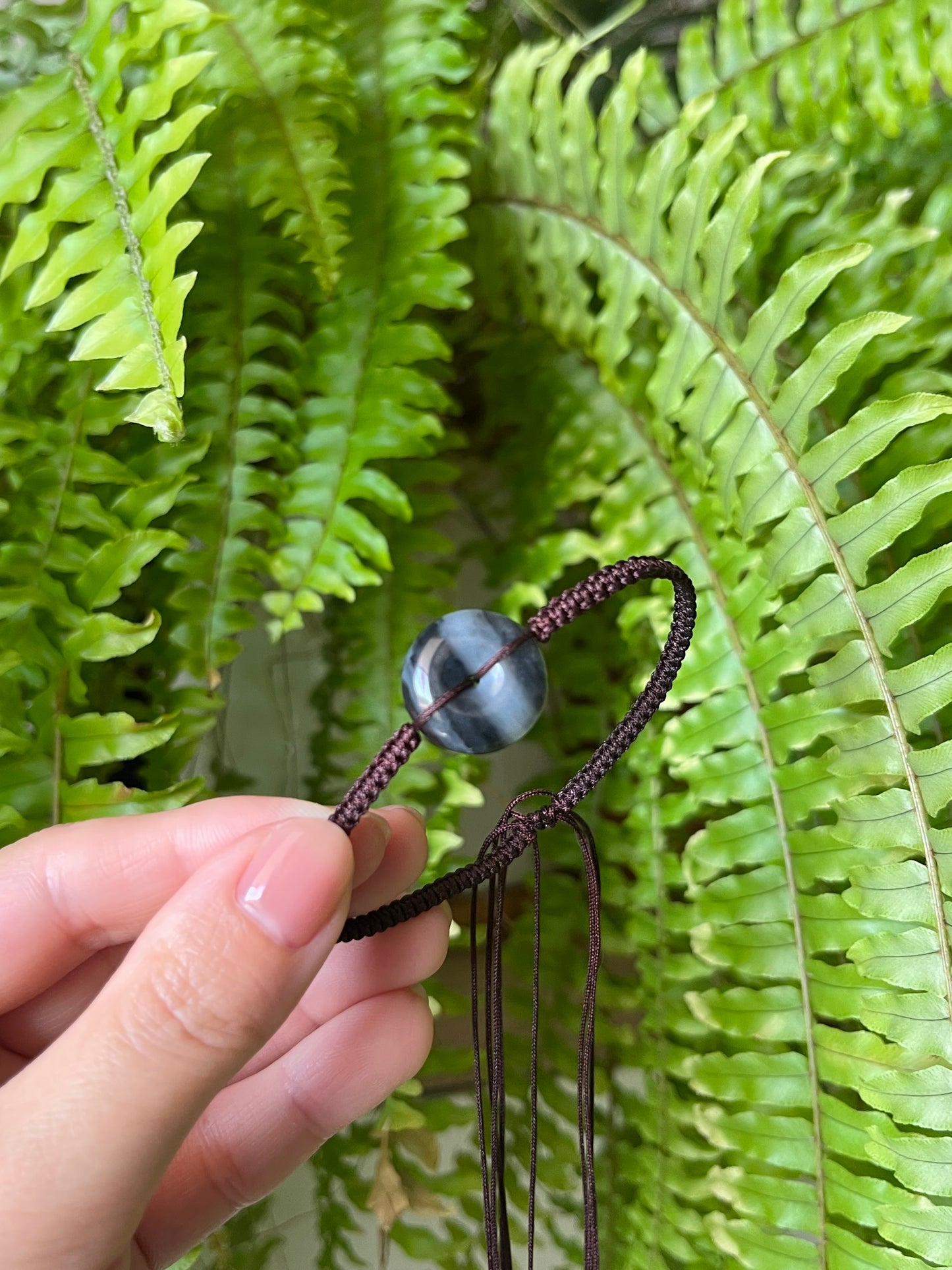 Black and White (Qinghua) Hetian Jade Pi Pendant Bracelet | 和田青花小平安扣手绳