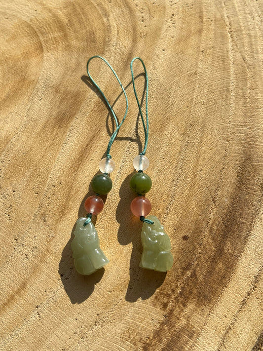 Handmade Phone Charm with a Hetian Jade Elephant