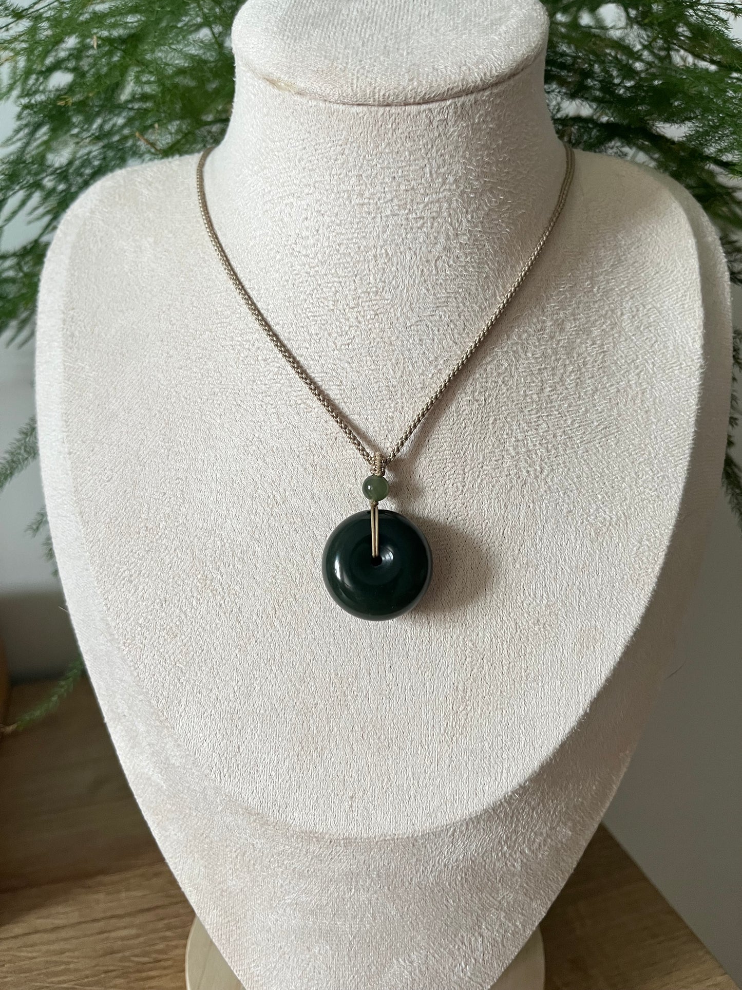 Dark Green Hetian Jade Safty Buckle, PI Pendant | 和田深湖水绿平安扣