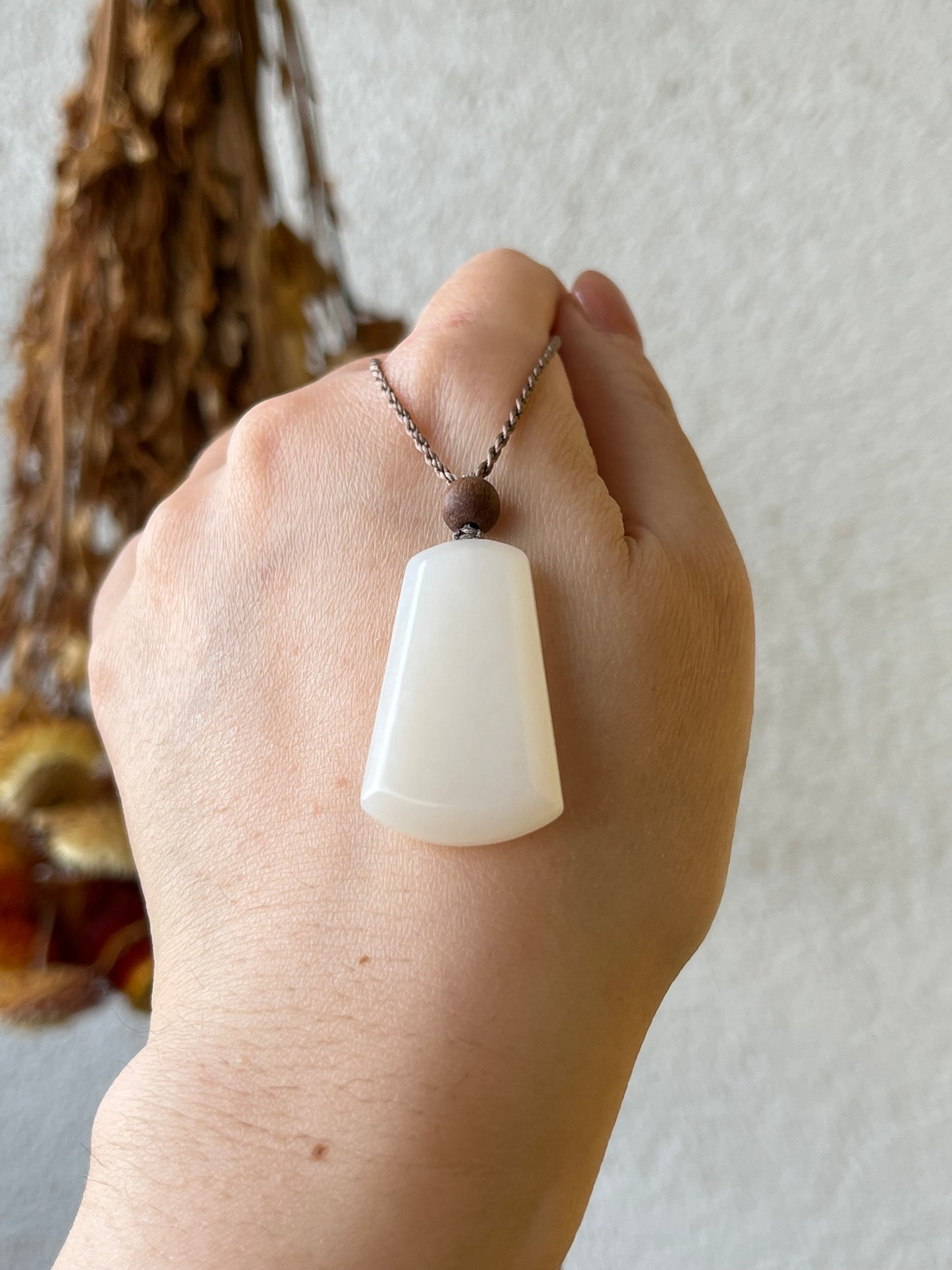 Mutton Fat Creamy White Jade Small Flat Pendant, 俄糯白小无事牌