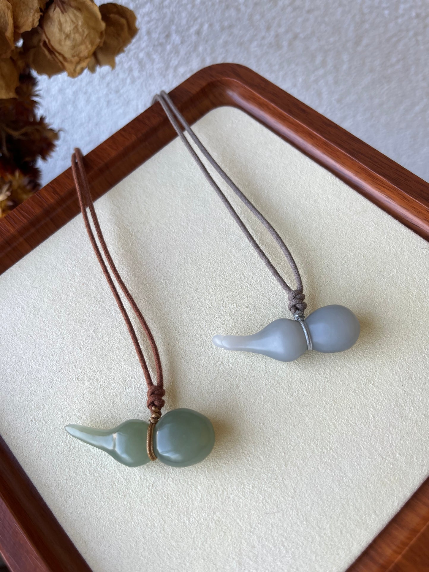 Hand Carved Hetian Jade Hulu Pendants