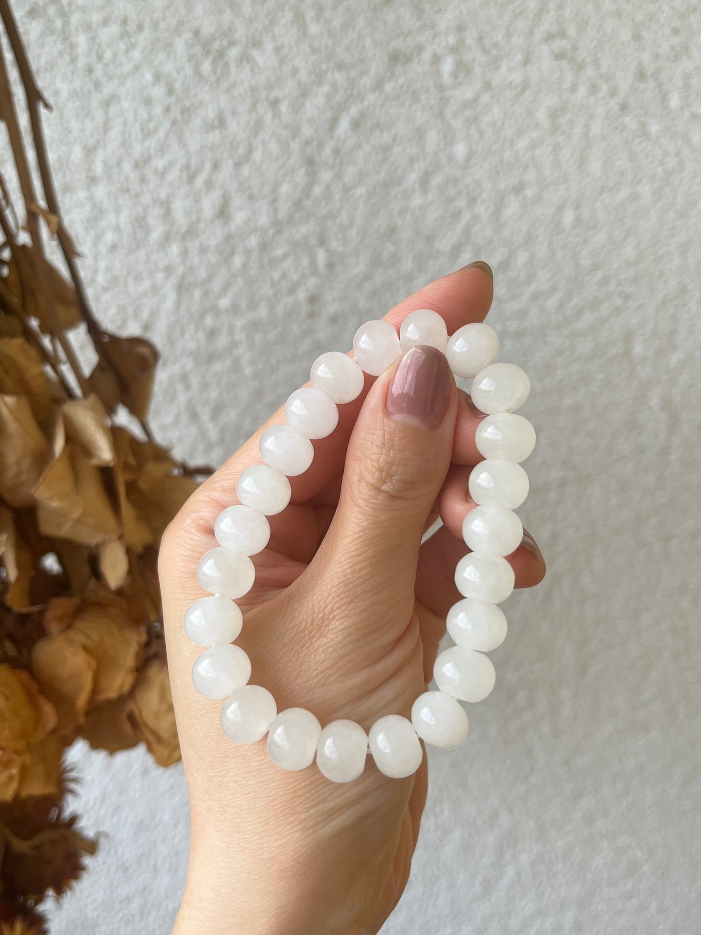 White Hetian Jade Abacus Bead Bracelet 10mm x 8mm | 和田白玉算盘珠手串