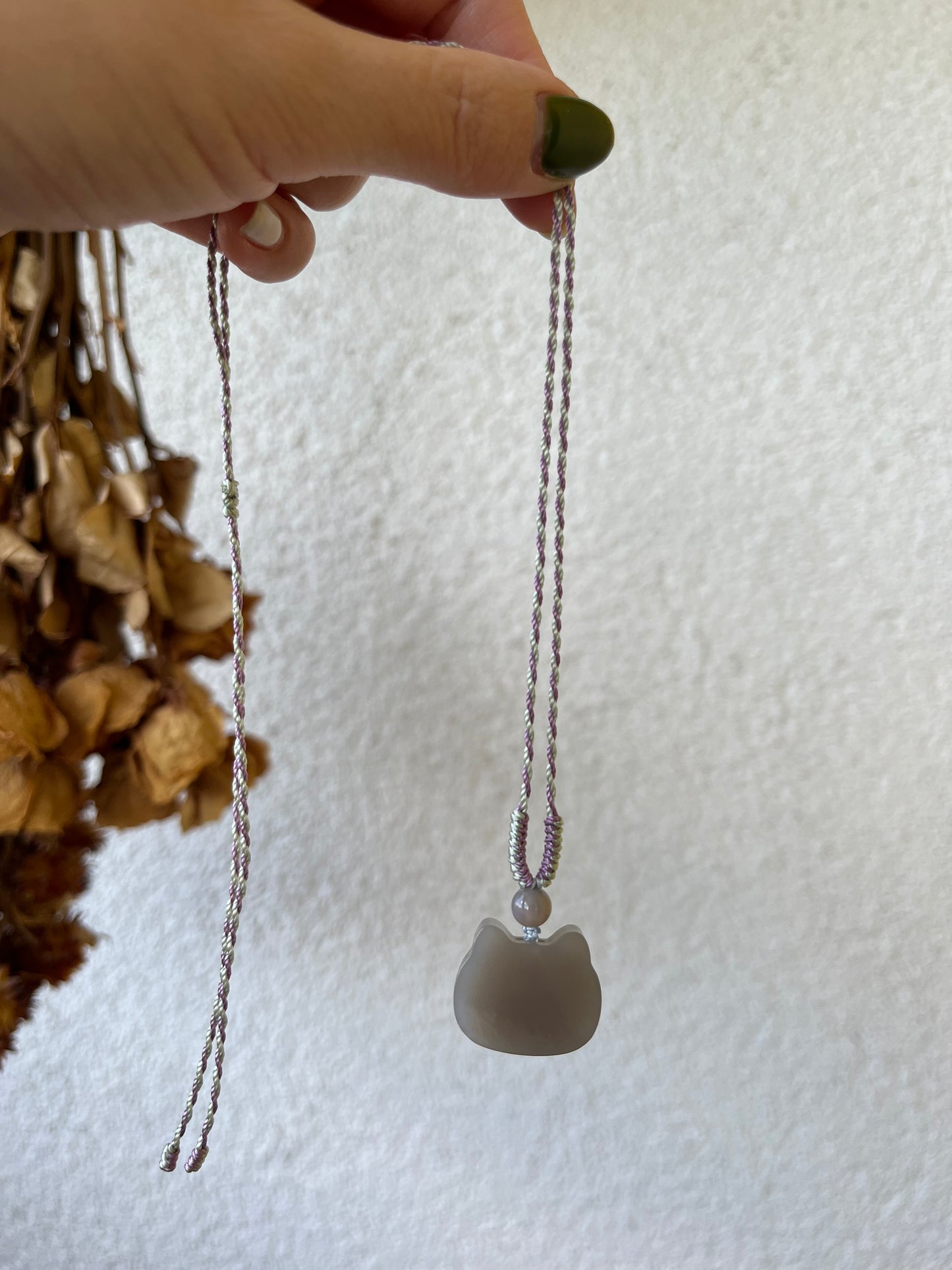 Smoky Purple Hetian Jade Cat Necklace