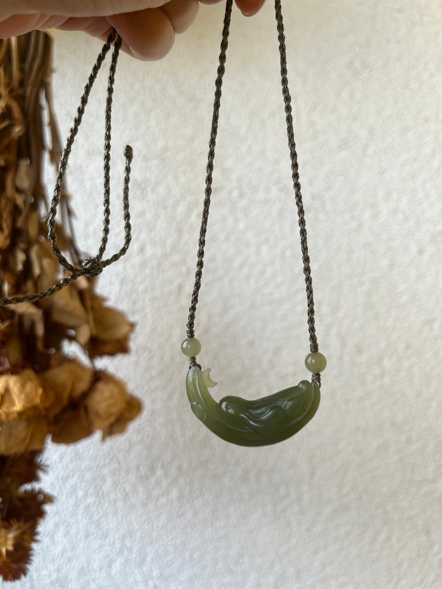 Hand Carved Light Green Hetian Jade Rabbit on the Moon Pendant
