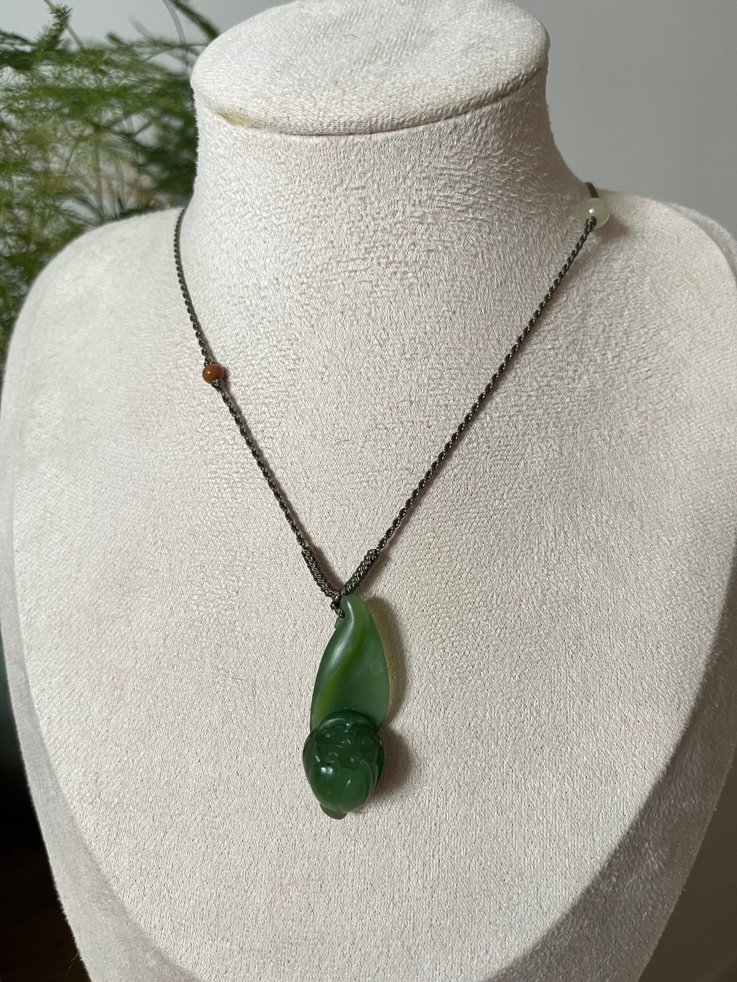 Hand Carved Green Hetian Jade Lotus