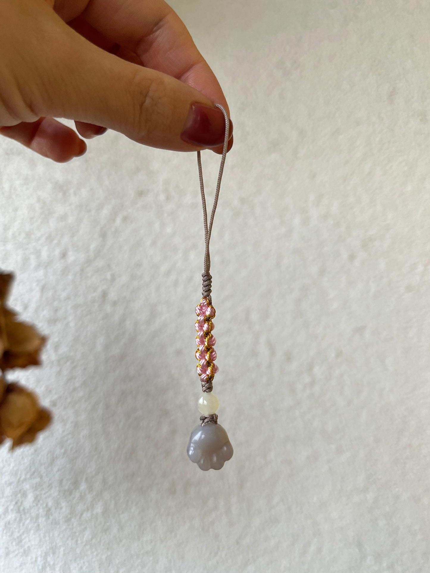 Handmade Cute Phone / Bag Charms with Carved Hetian Jade Pendants