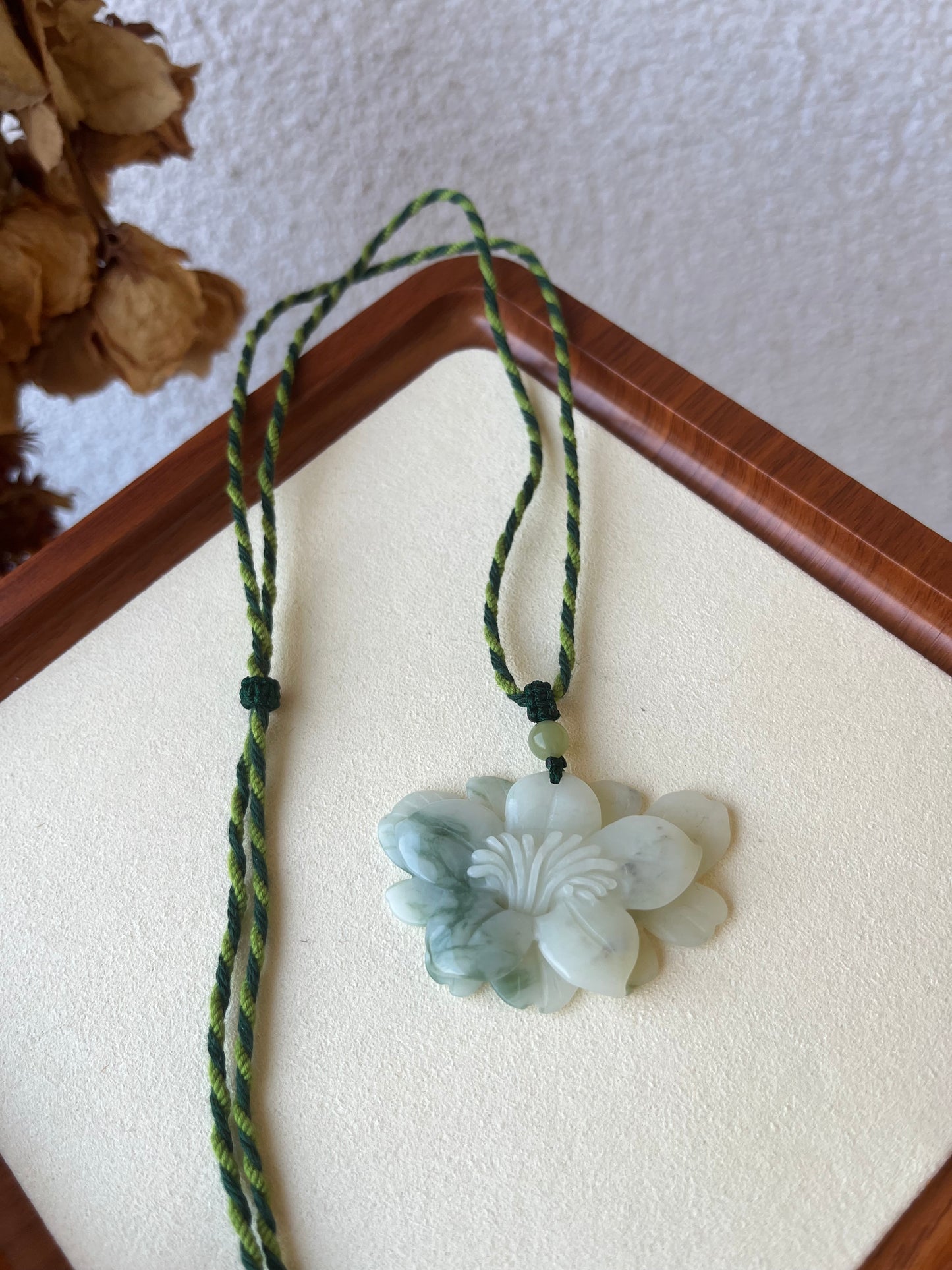 Hand Carved Xiu Jade Magnolia, Daisy