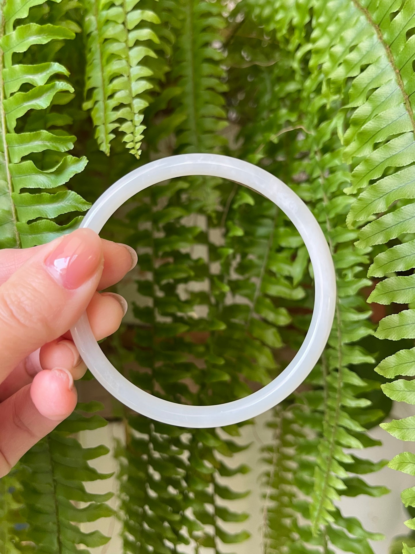 White Hetian Jade Slim Bangle 58mm | 和田白玉叮当镯