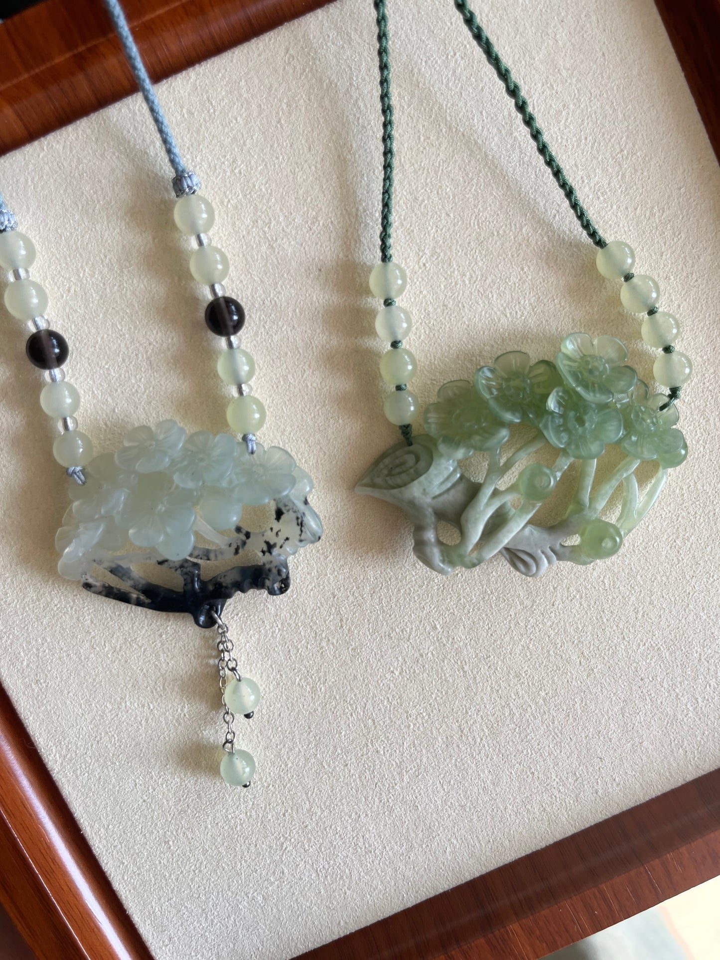 Hand Carved Xiu Jade Plum Blossom
