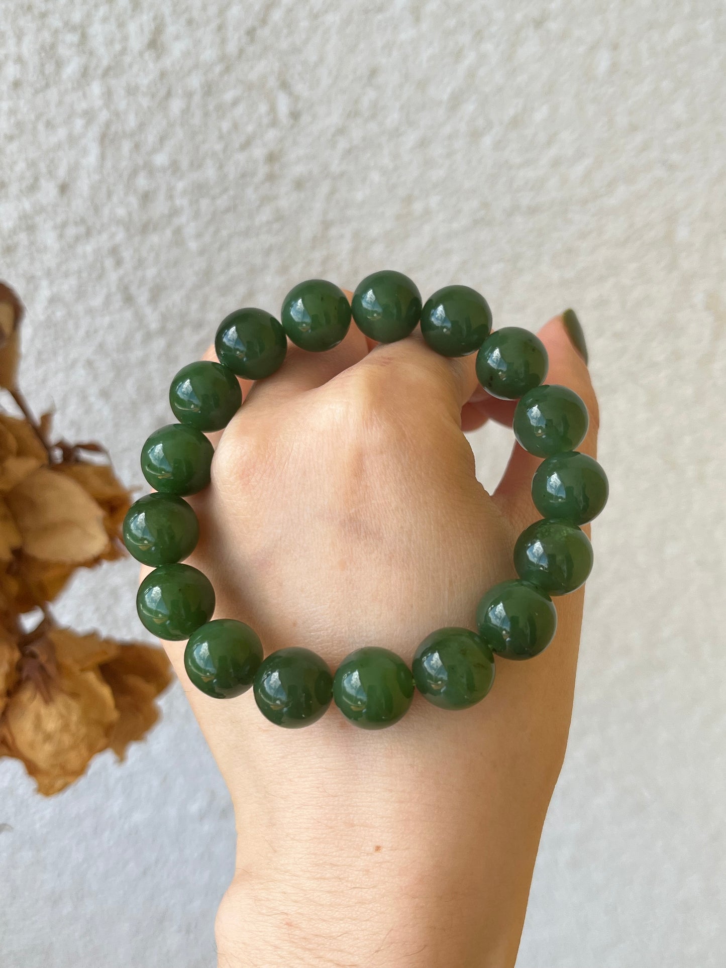 Green Hetian Jade Bracelet 12mm