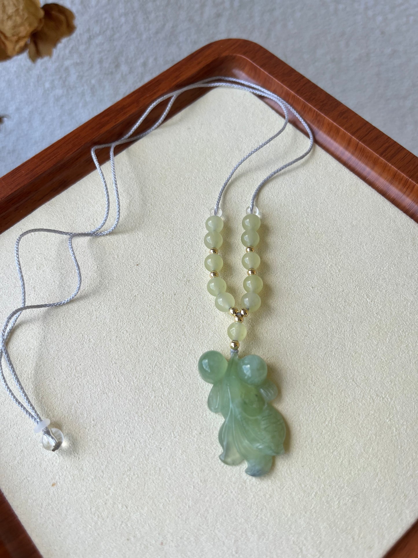 Hand Carved Xiu Jade Koi Fish Necklace